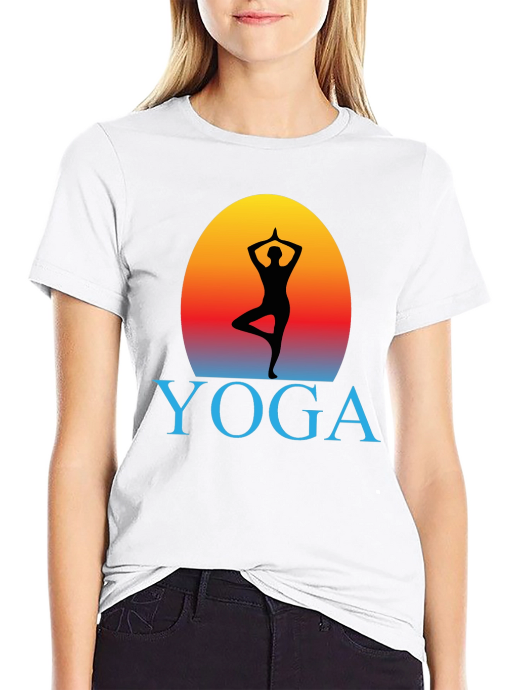 Yoga Pose Silhouette Graphic T-Shirt