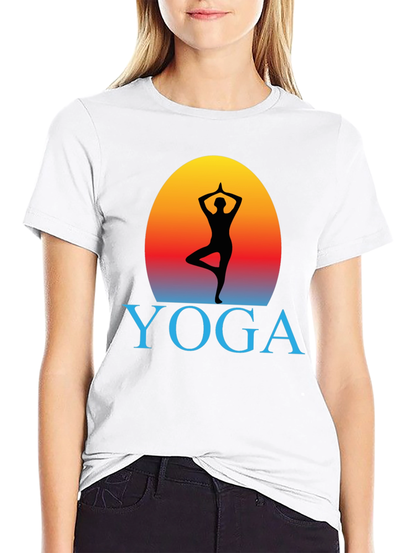 Yoga Pose Silhouette Graphic T-Shirt