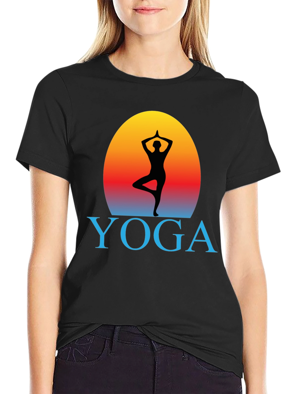 Yoga Pose Silhouette Graphic T-Shirt