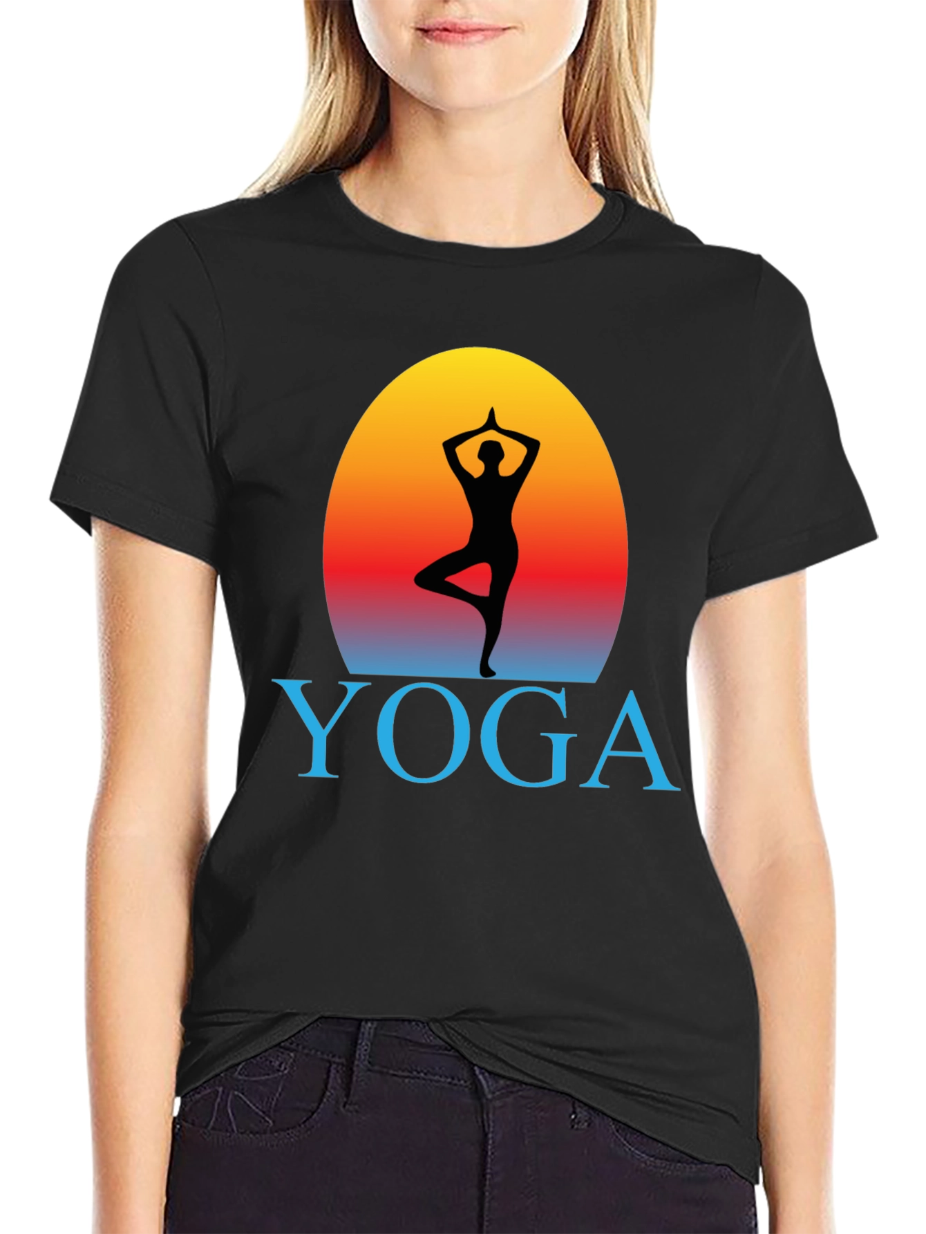 Yoga Pose Silhouette Graphic T-Shirt