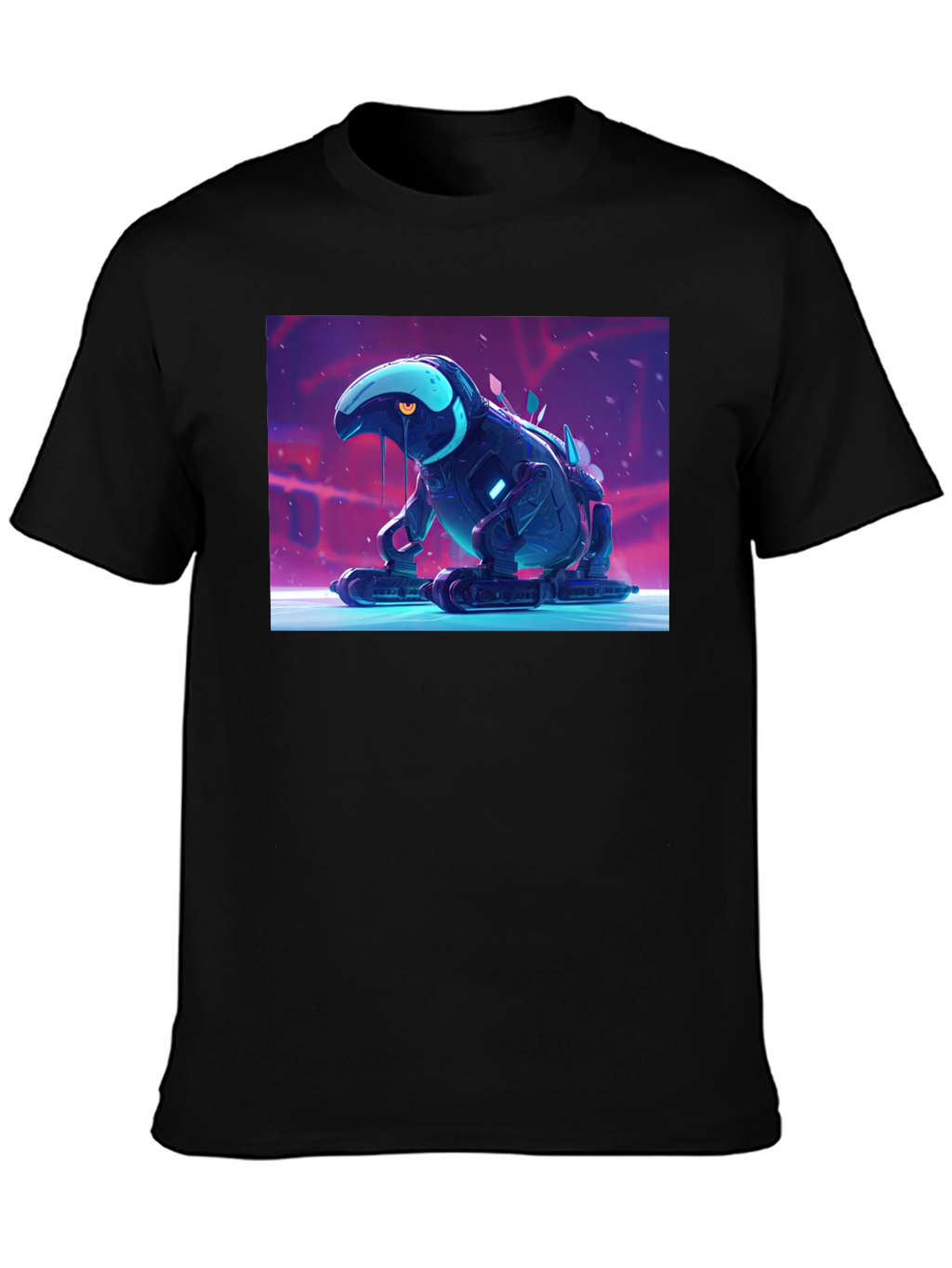 Cool Robot Frog Graphic Tee - Black