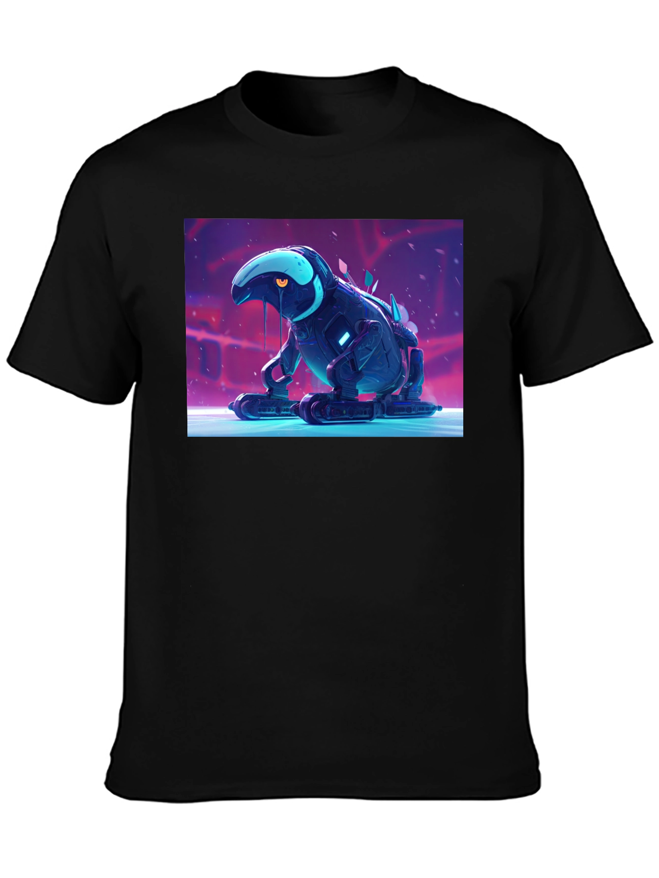 Cool Robot Frog Graphic Tee - Black