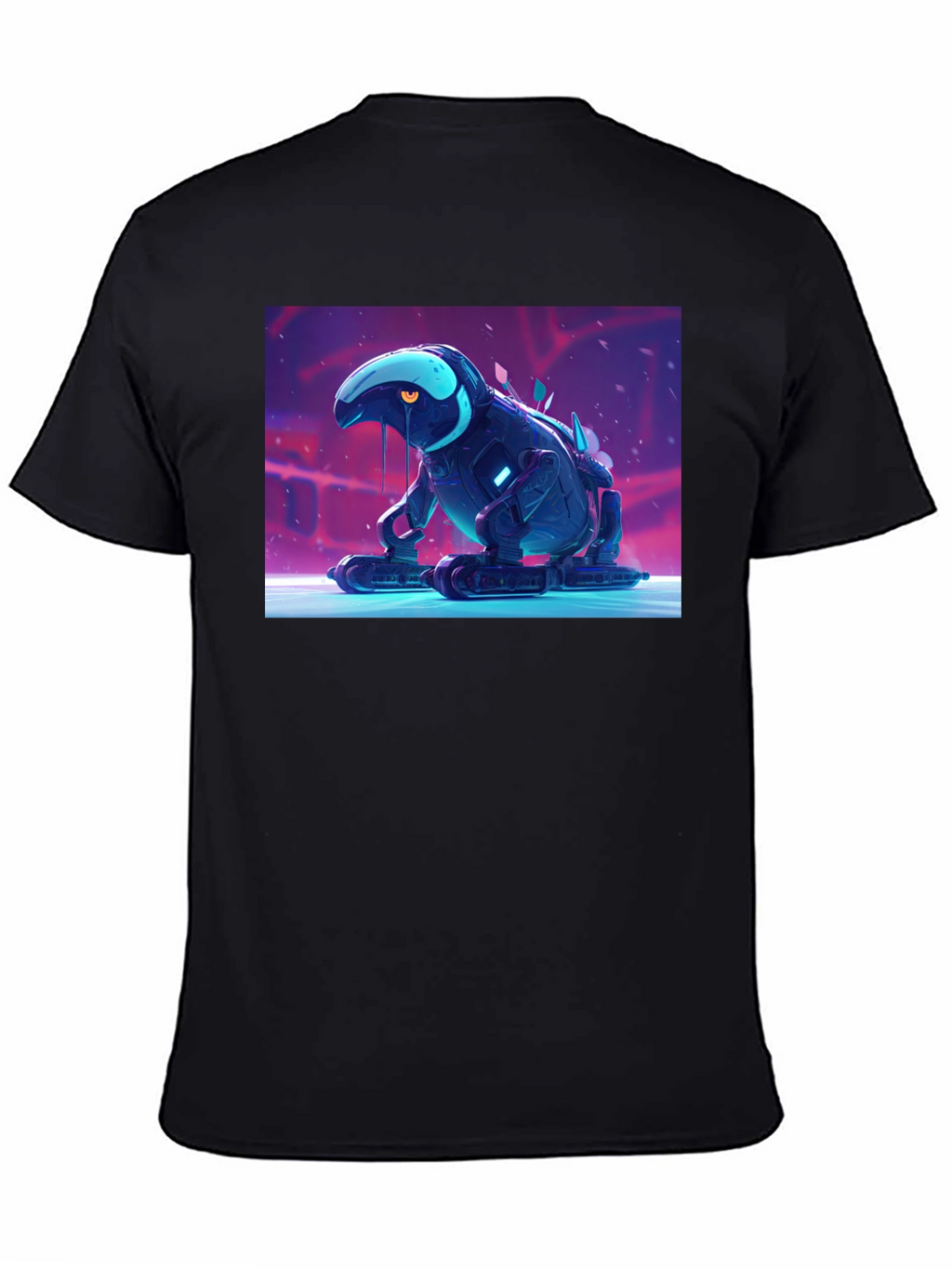 Cool Robot Frog Graphic Tee - Black