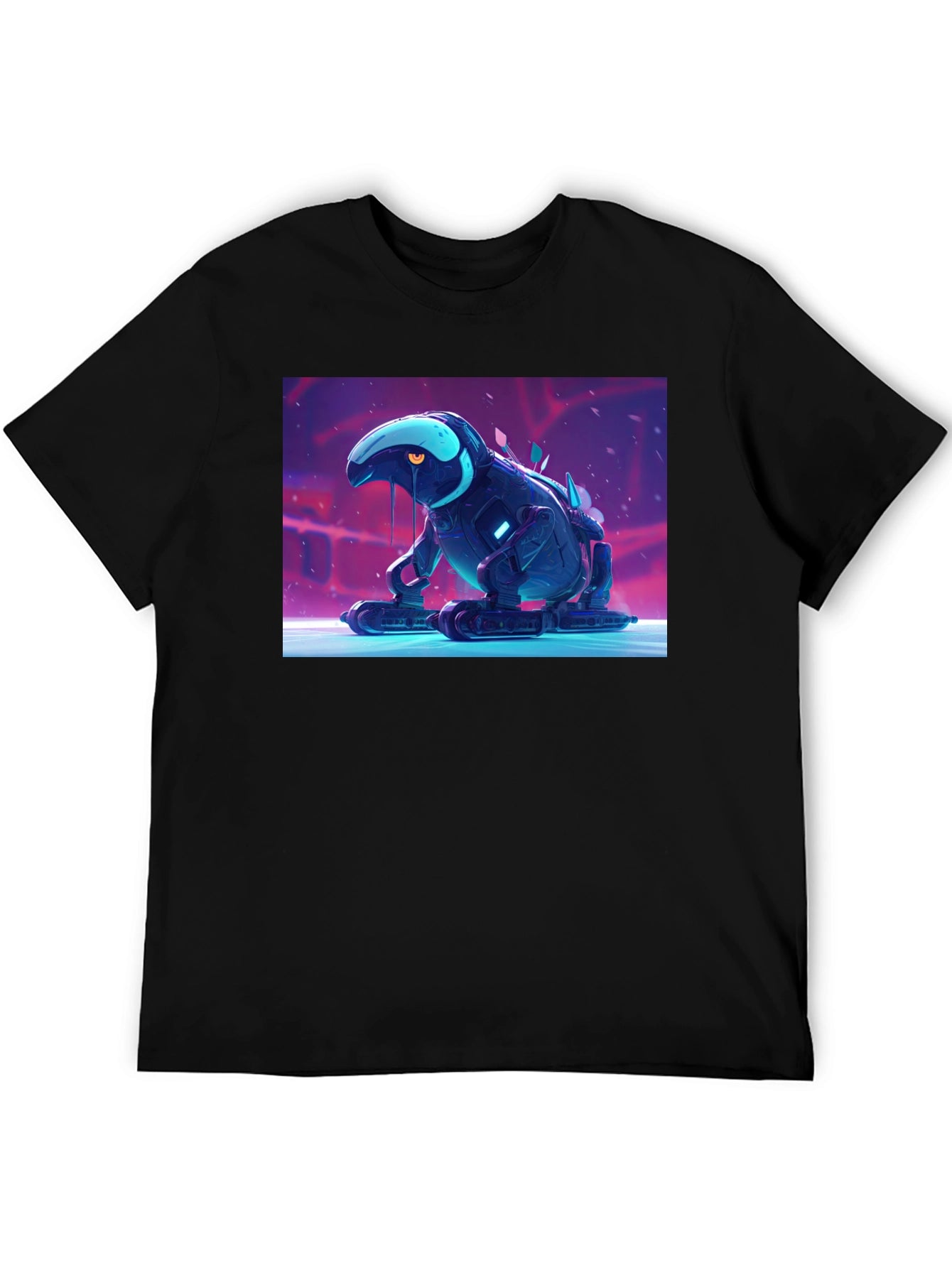 Cool Robot Frog Graphic Tee - Black