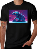 Cool Robot Frog Graphic Tee - Black