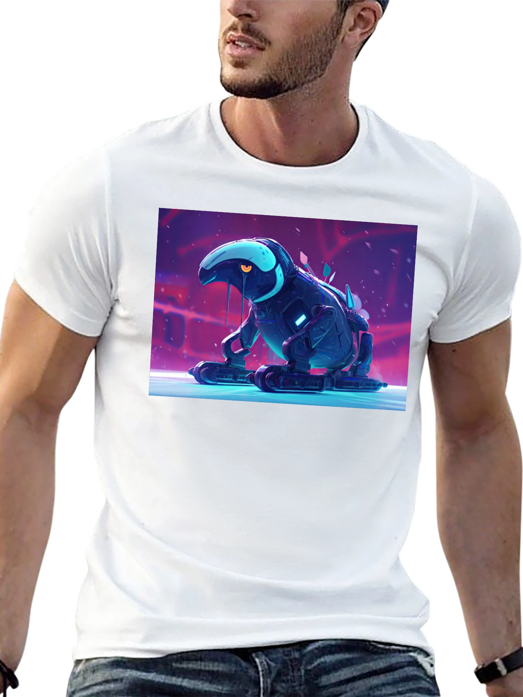 Cool Robot Frog Graphic Tee - Black