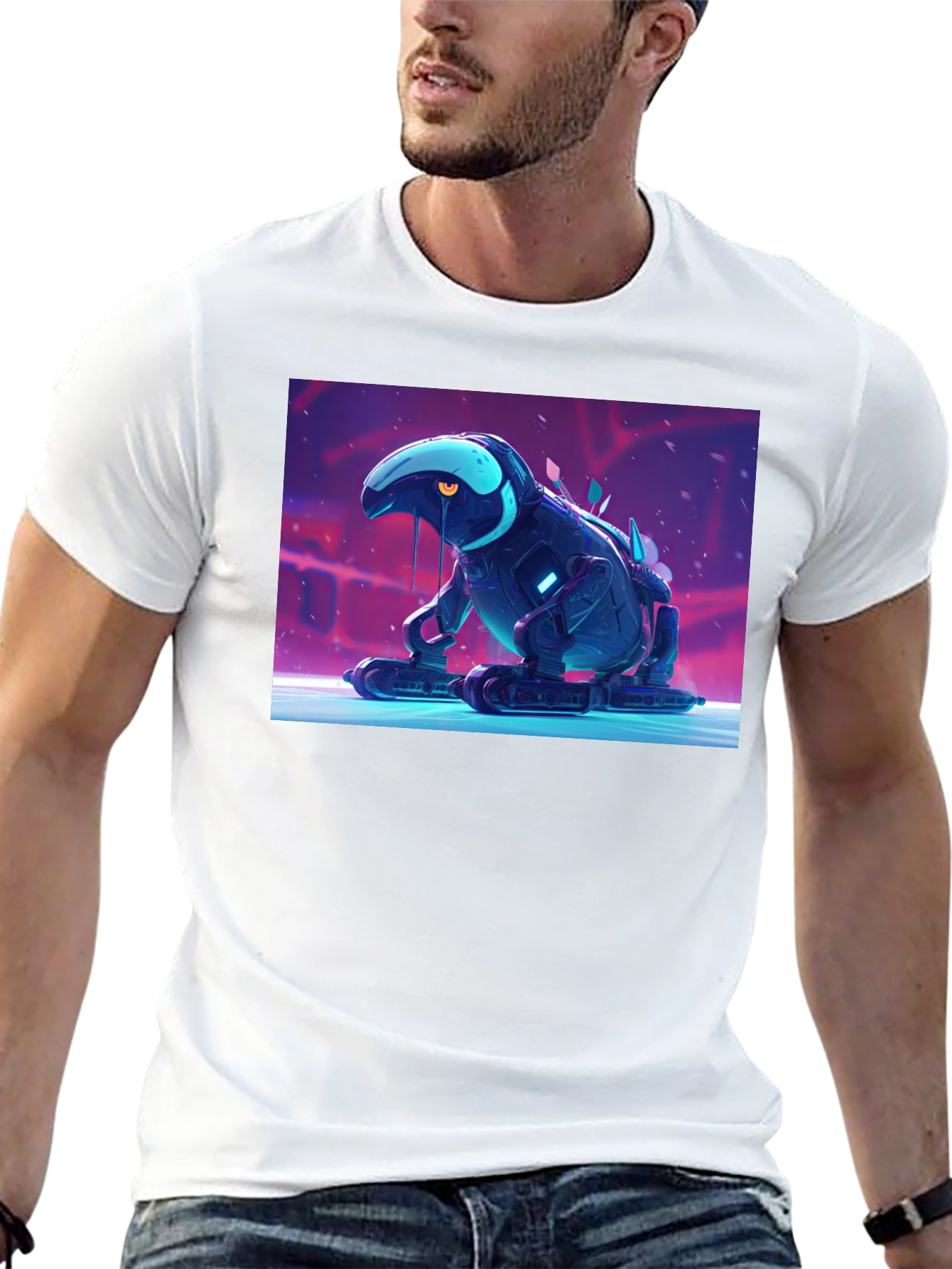 Cool Robot Frog Graphic Tee - Black