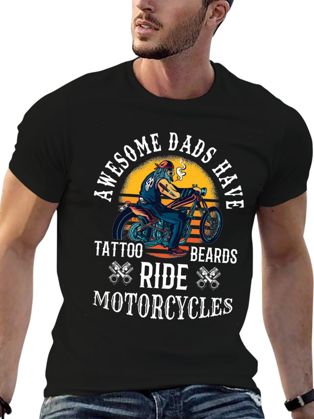 Awesome Dads Motorcycle Graphic Tee
