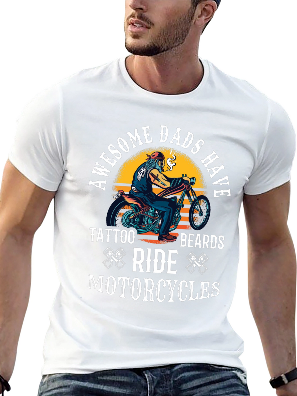 Awesome Dads Motorcycle Graphic Tee