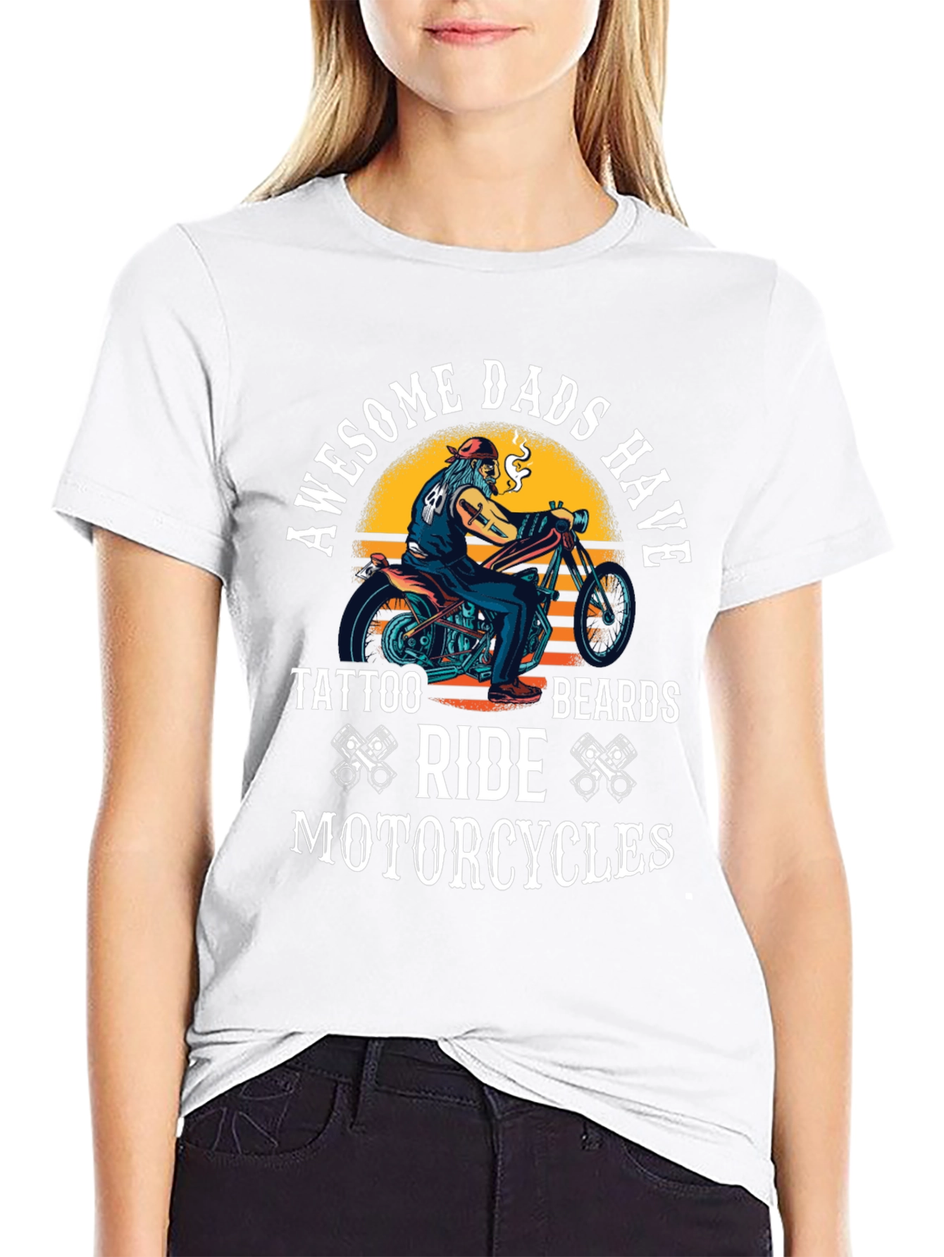 Awesome Dads Motorcycle Graphic Tee