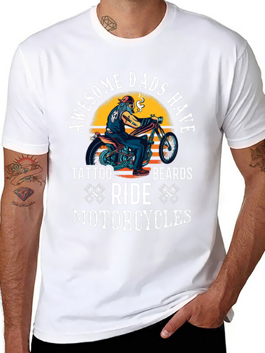 Awesome Dads Motorcycle Graphic Tee