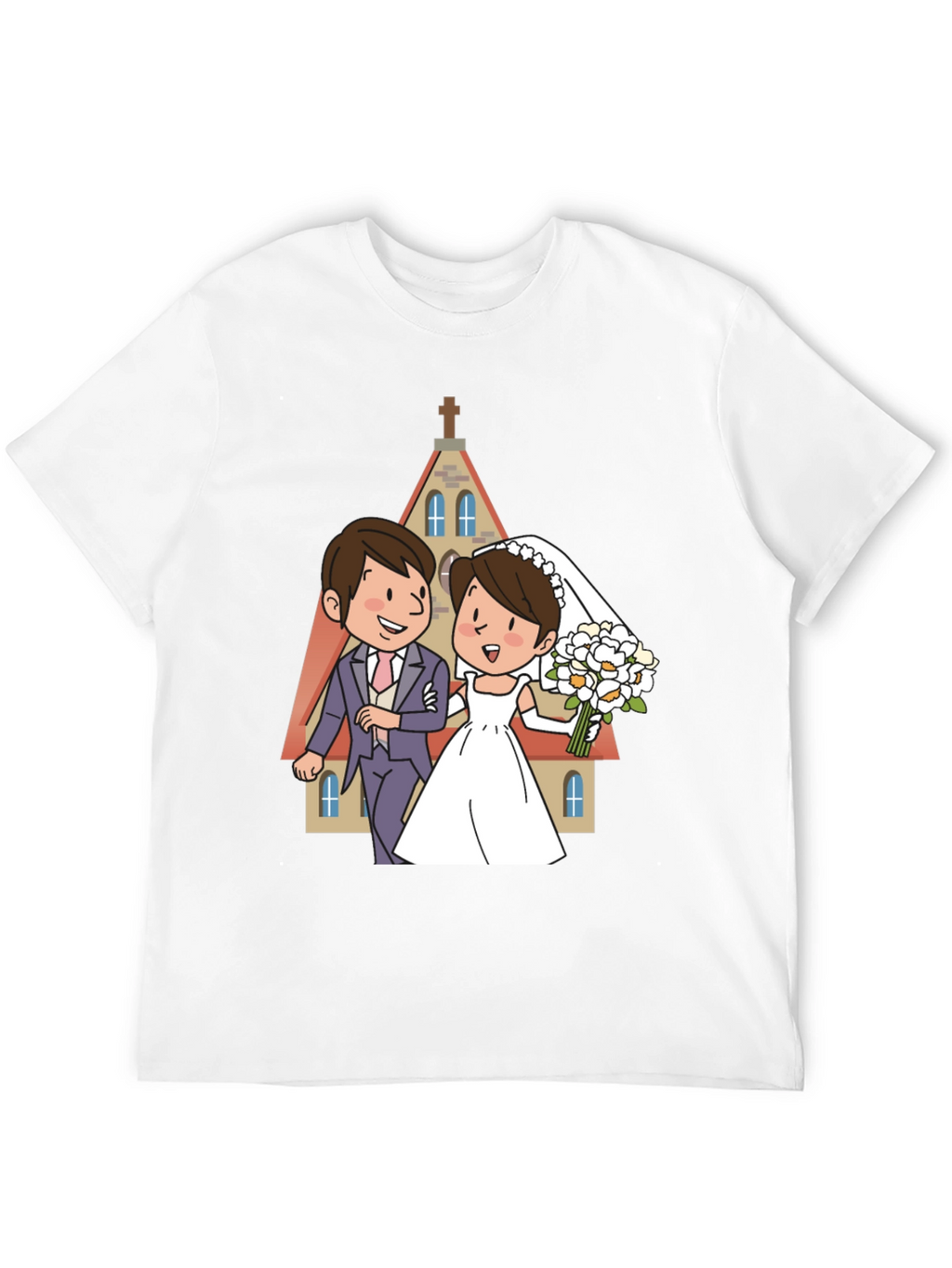 Wedding Cartoon Graphic Tee - Black