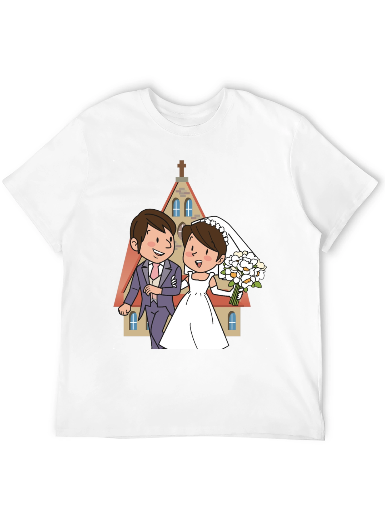 Wedding Cartoon Graphic Tee - Black