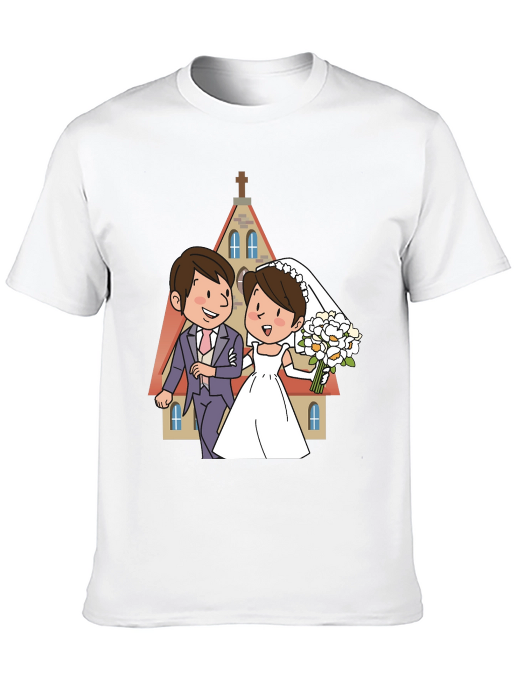 Wedding Cartoon Graphic Tee - Black