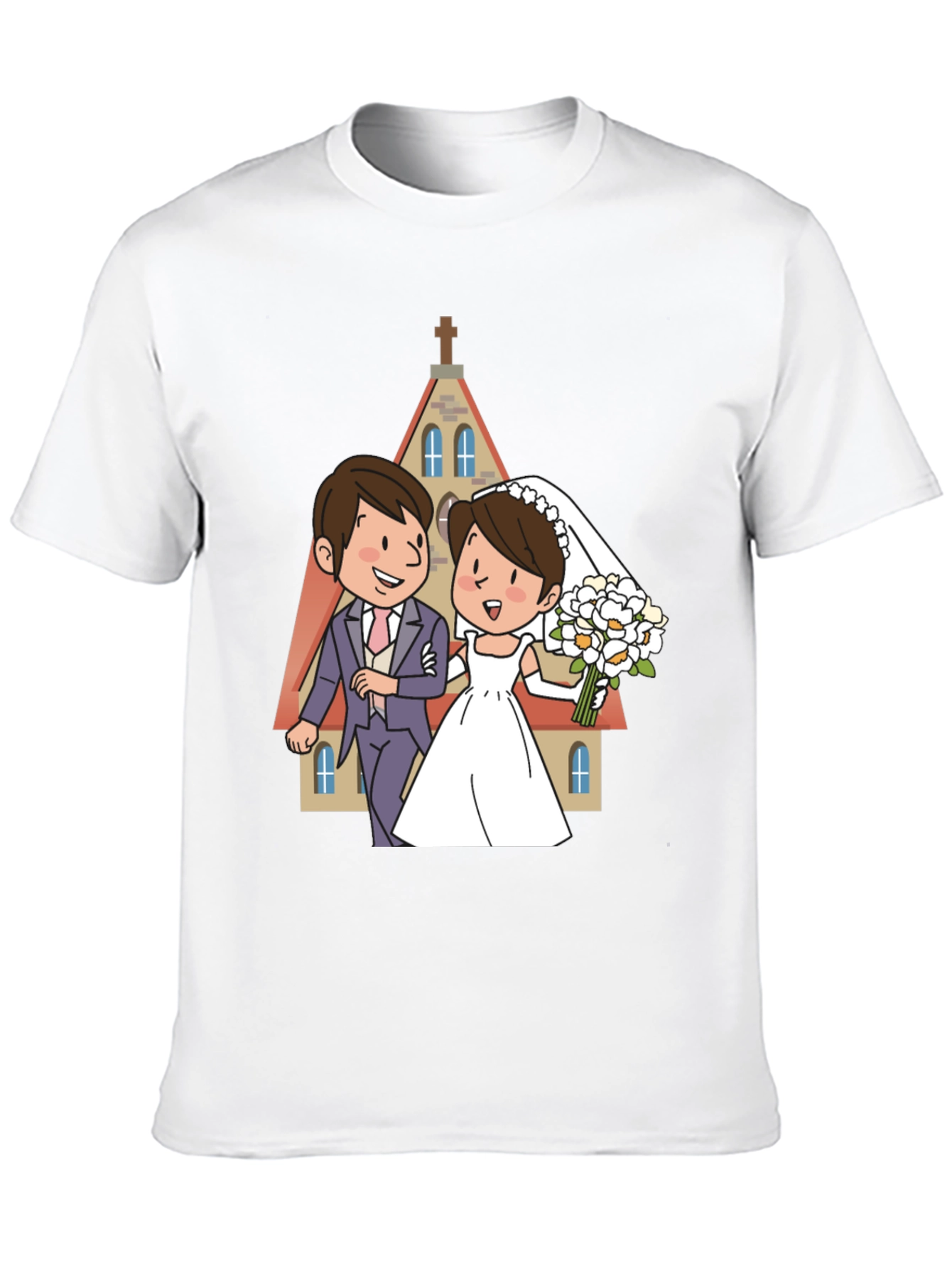 Wedding Cartoon Graphic Tee - Black