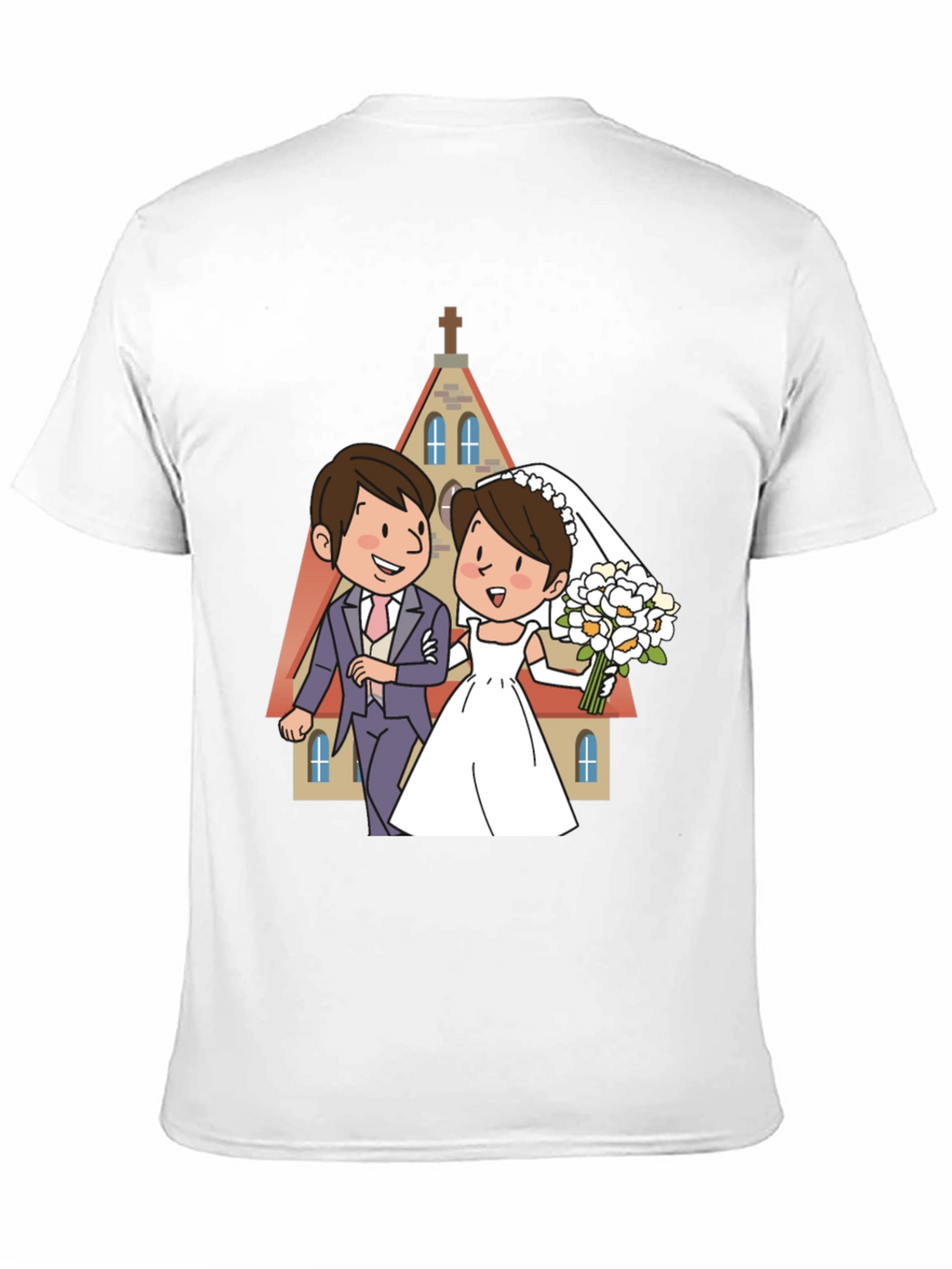 Wedding Cartoon Graphic Tee - Black