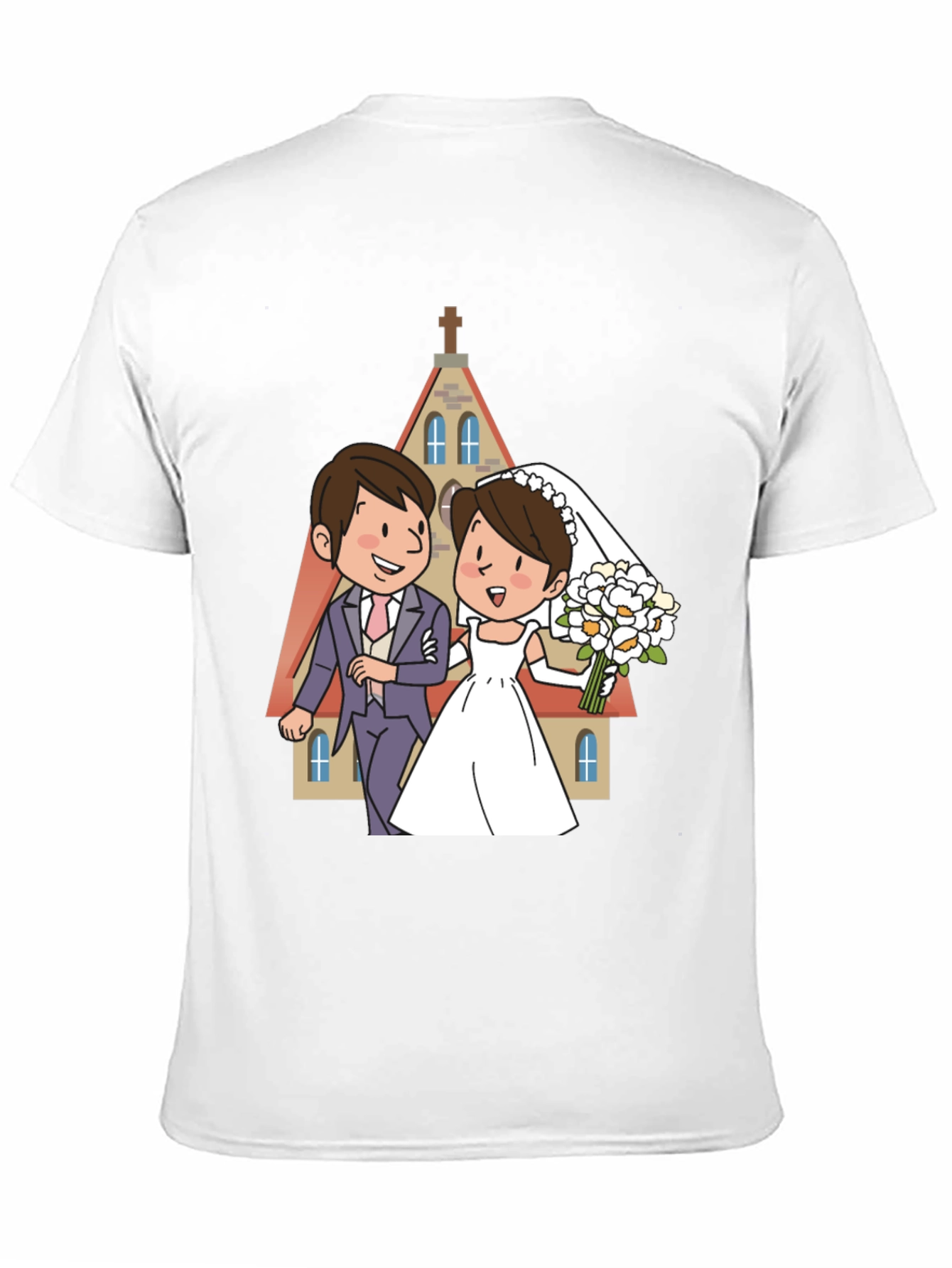 Wedding Cartoon Graphic Tee - Black