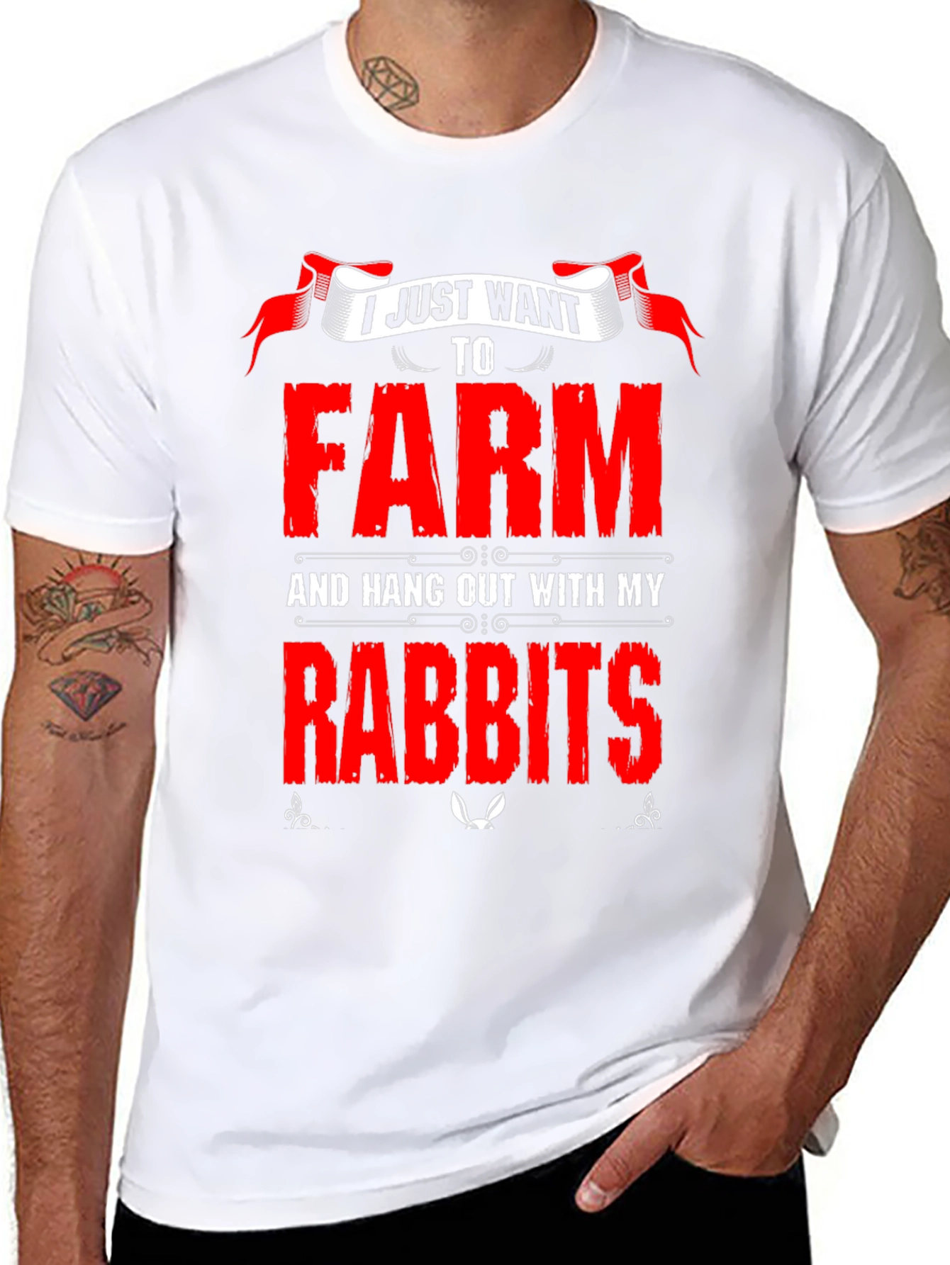 Farm and Rabbits Graphic T-Shirt