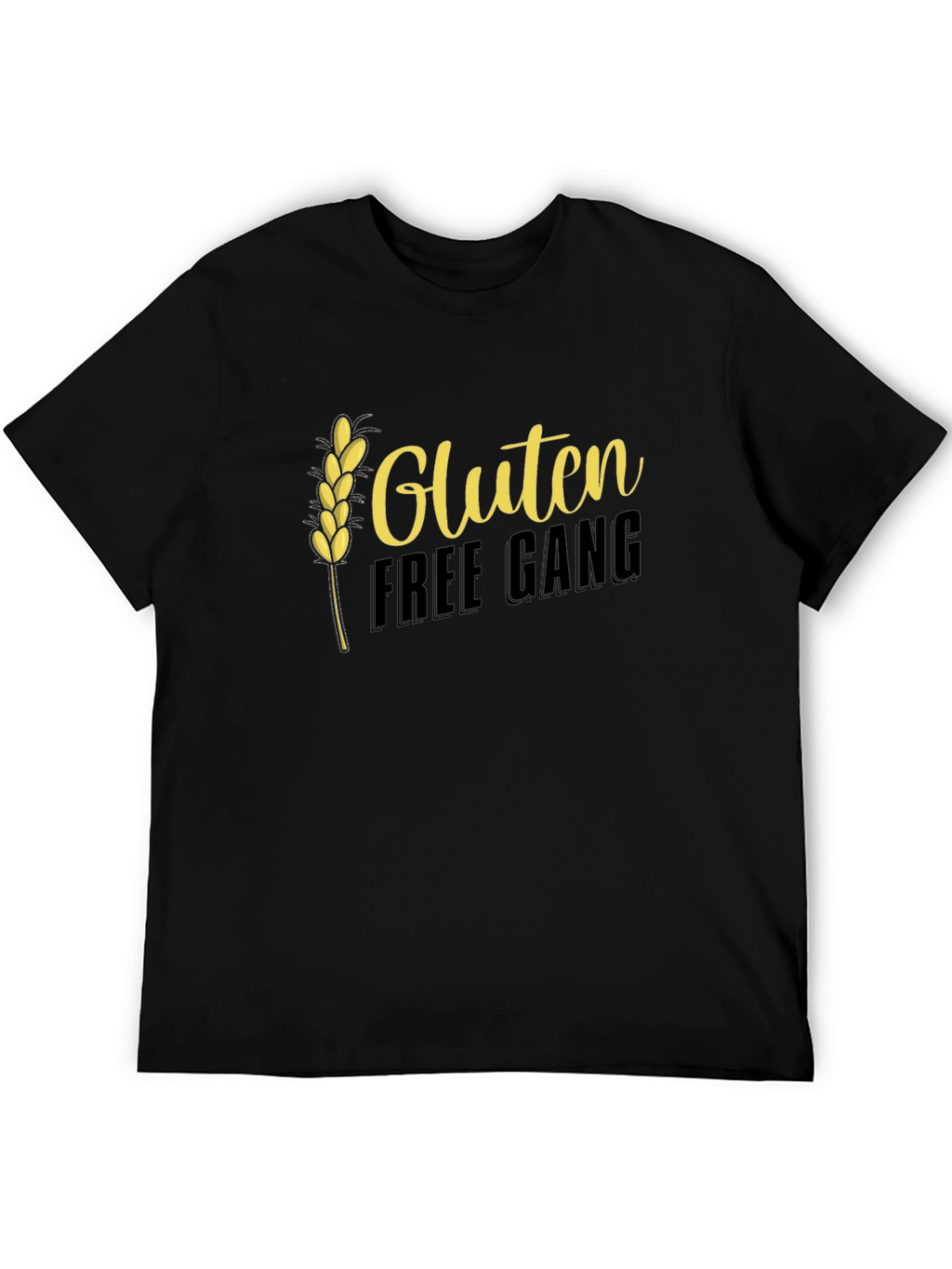 Gluten Free Gang T-Shirt - Black Crew Neck Tee