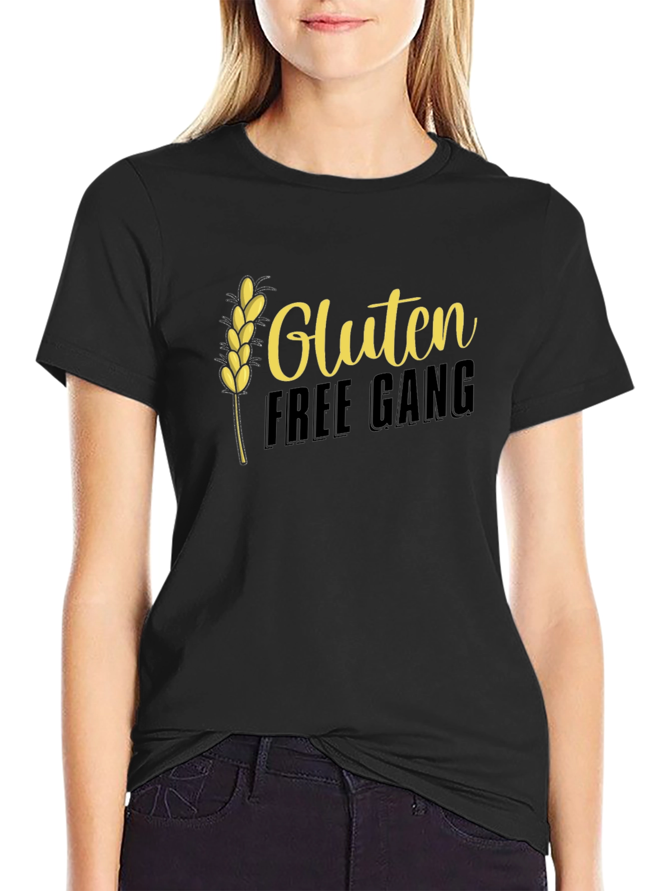 Gluten Free Gang T-Shirt - Black Crew Neck Tee