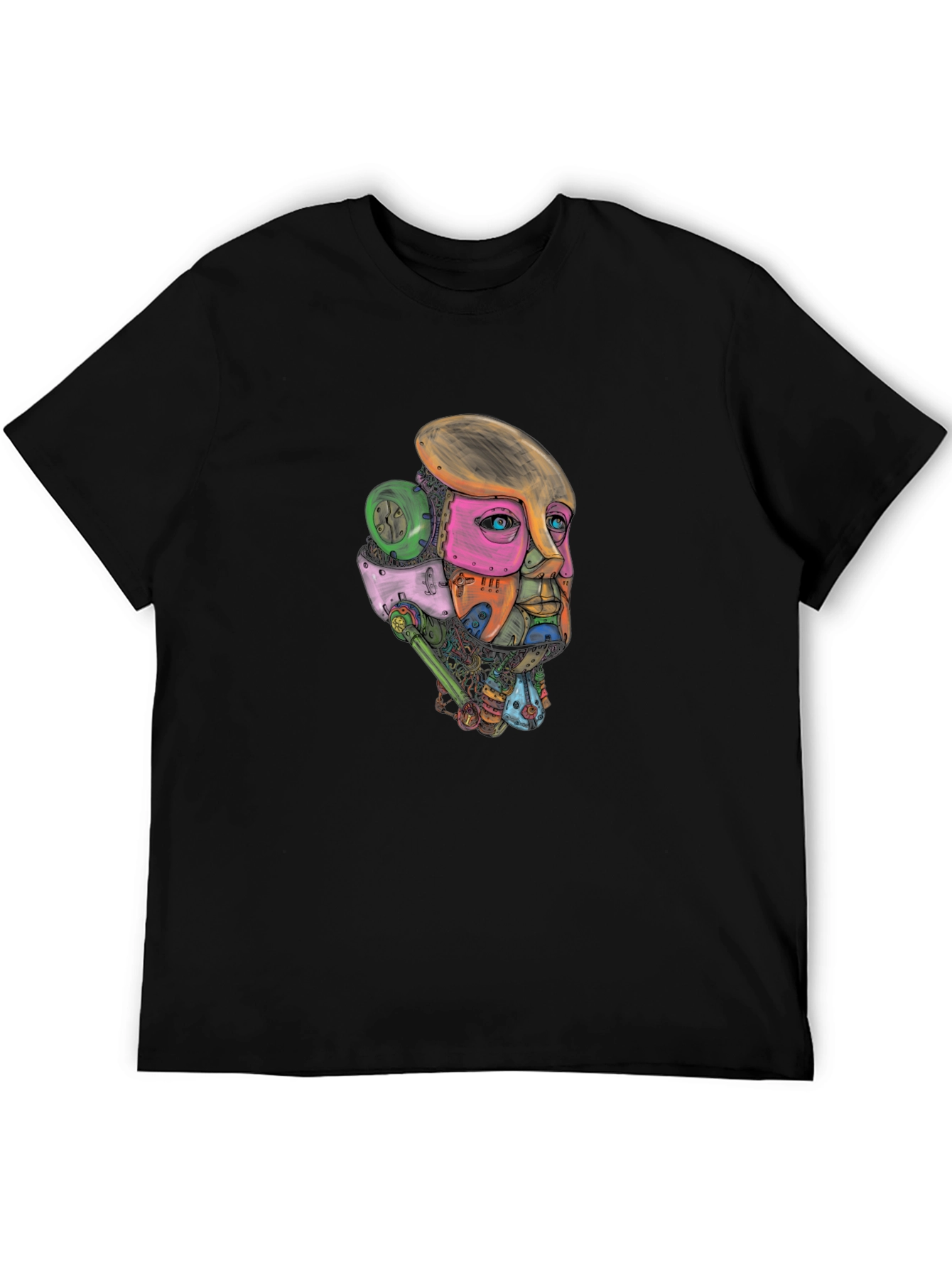 Abstract Robot Face Graphic Print T-Shirt