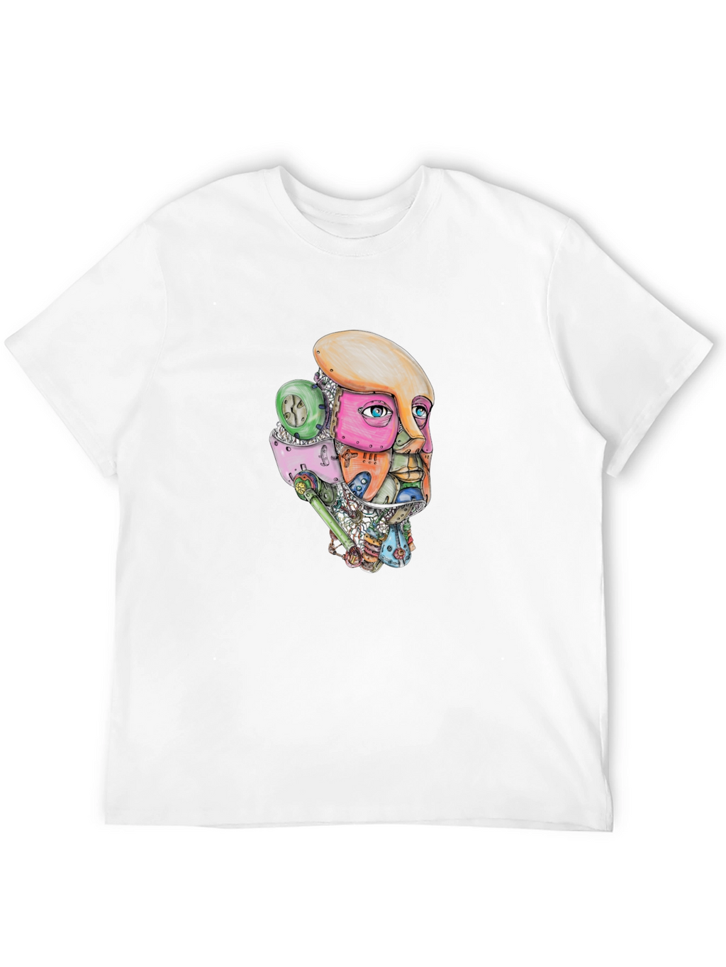 Abstract Robot Face Graphic Print T-Shirt