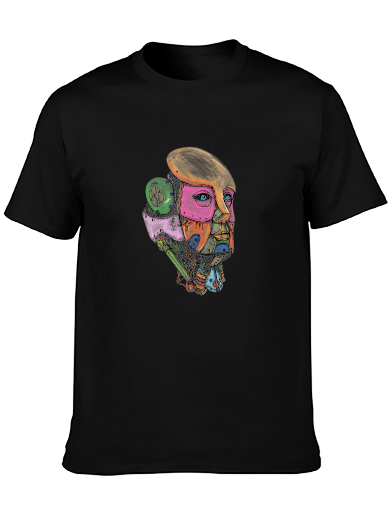 Abstract Robot Face Graphic Print T-Shirt