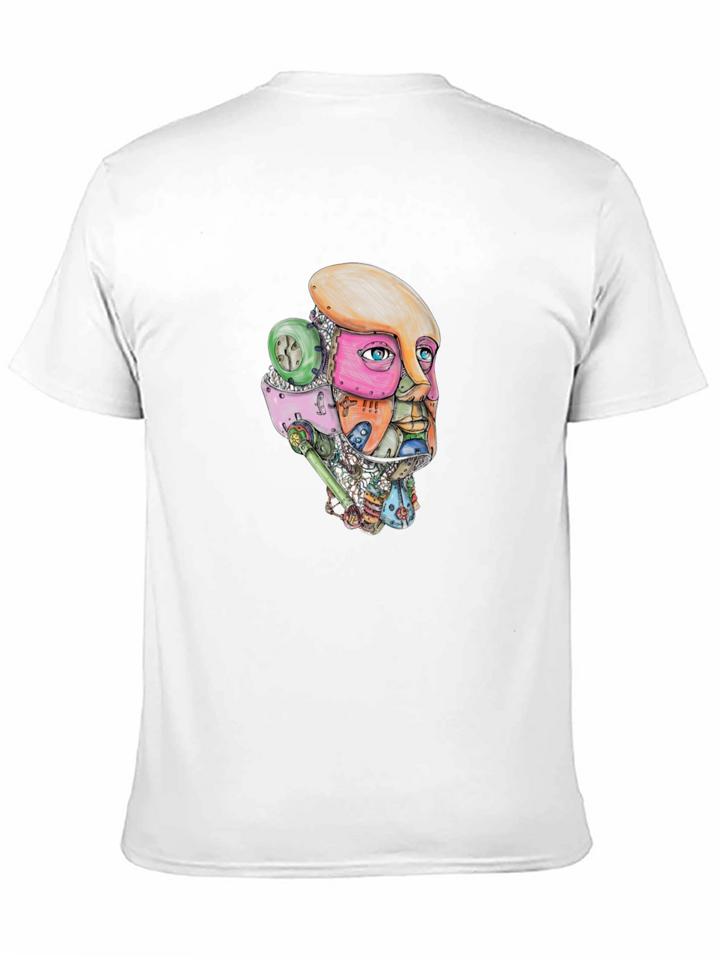 Abstract Robot Face Graphic Print T-Shirt