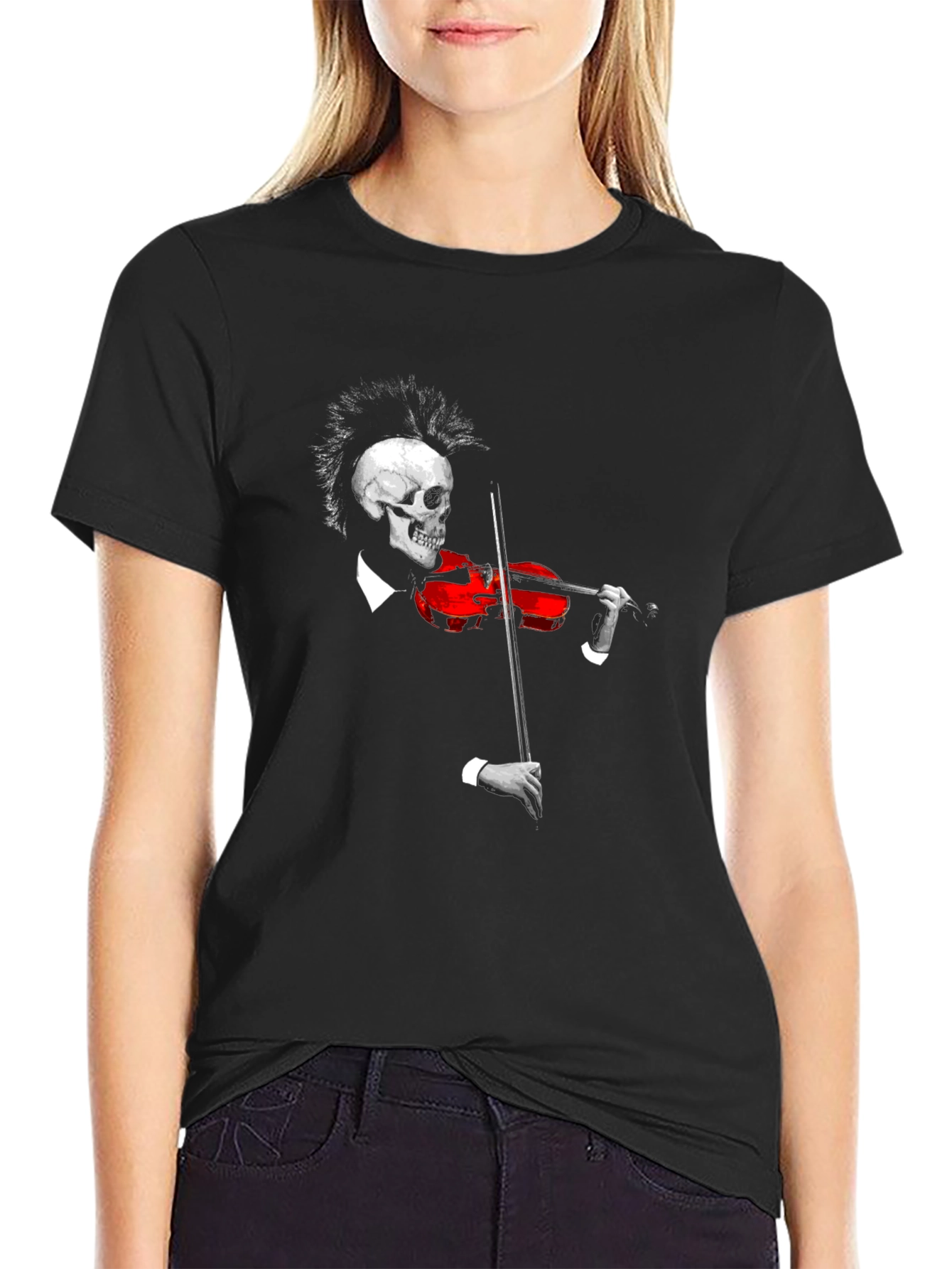 Skull Violinist Black T-Shirt