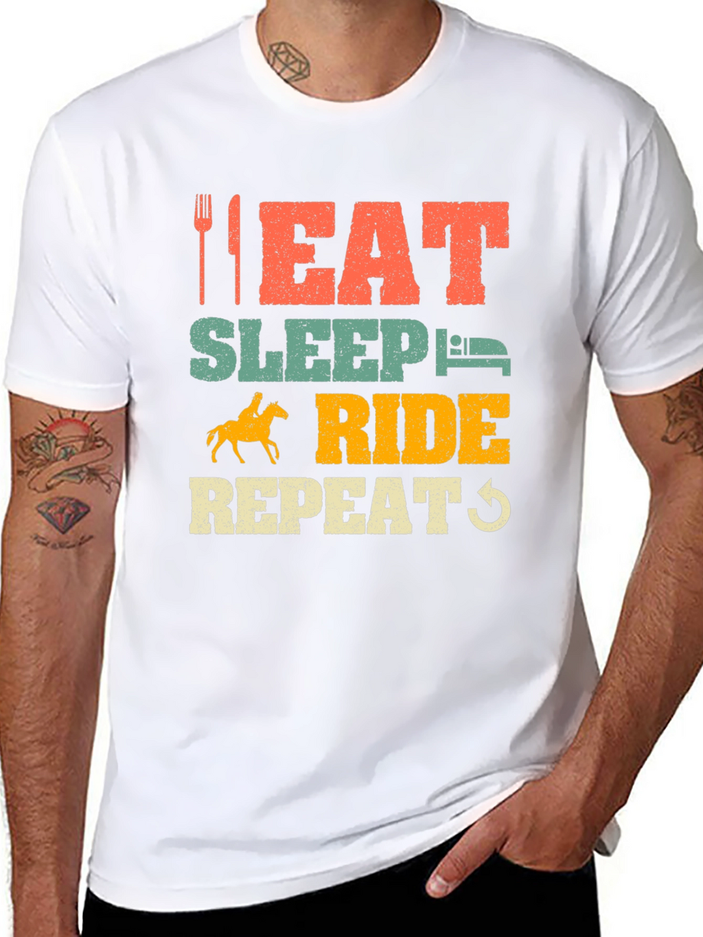 Eat Sleep Ride Repeat Horse Lover Black T-Shirt