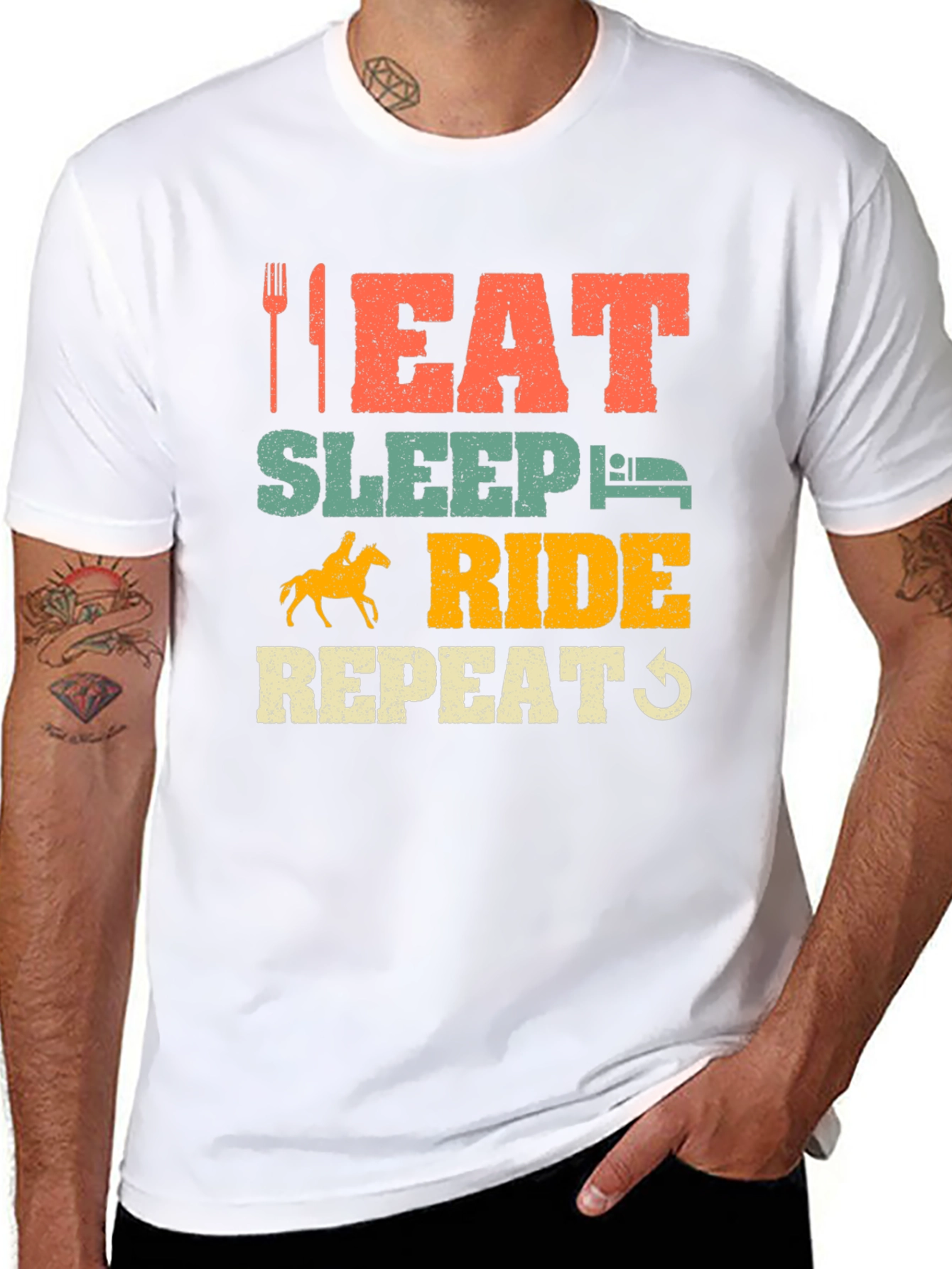 Eat Sleep Ride Repeat Horse Lover Black T-Shirt