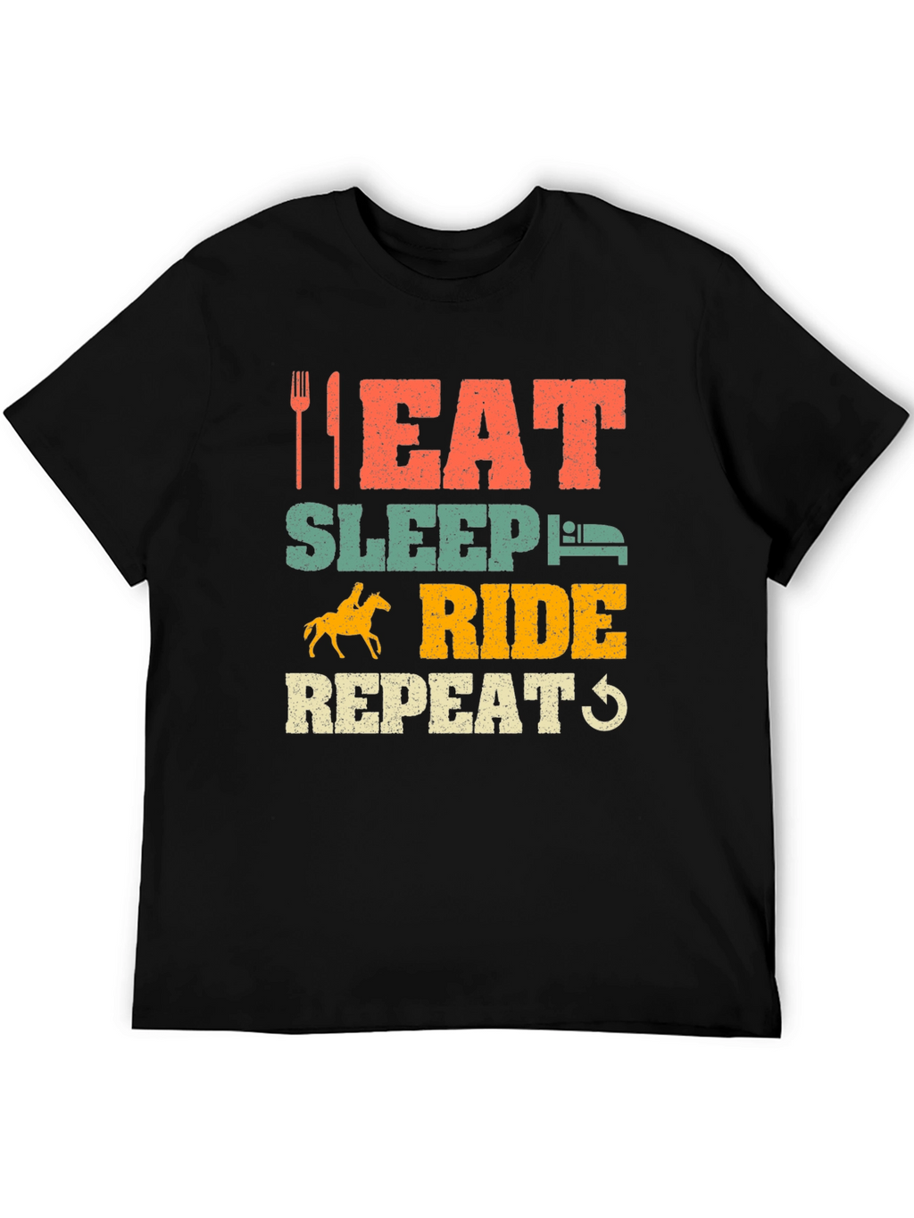 Eat Sleep Ride Repeat Horse Lover Black T-Shirt