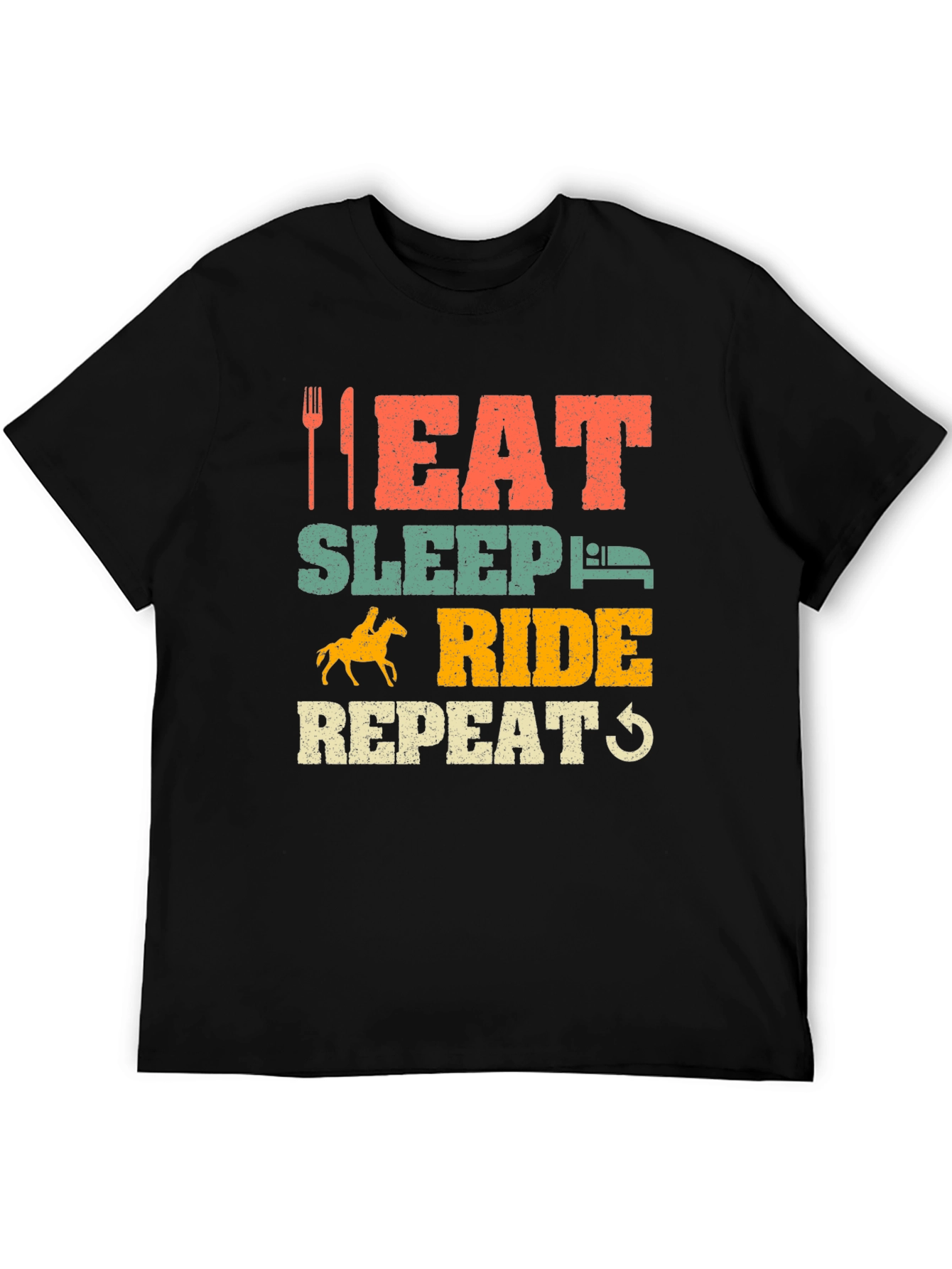 Eat Sleep Ride Repeat Horse Lover Black T-Shirt