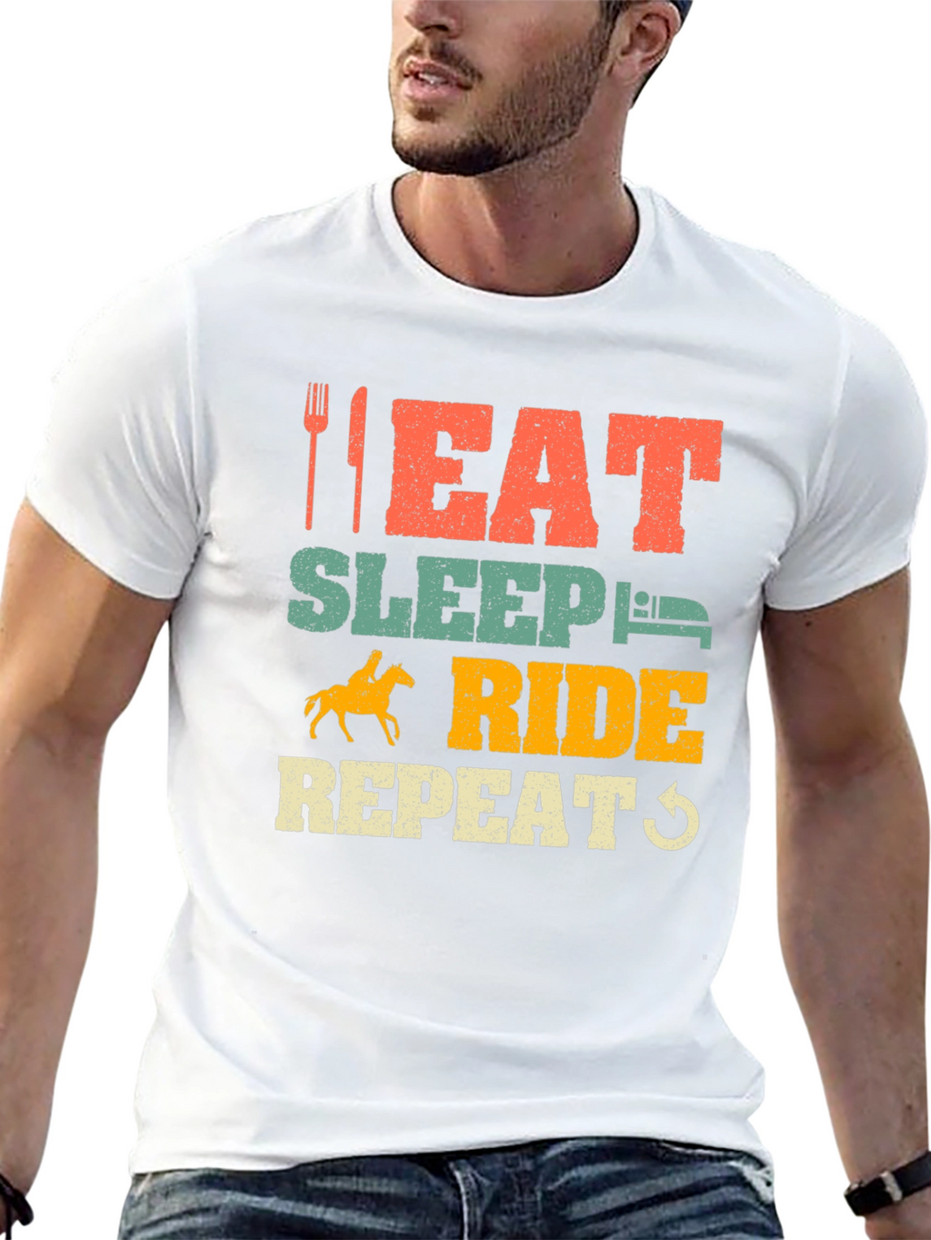 Eat Sleep Ride Repeat Horse Lover Black T-Shirt