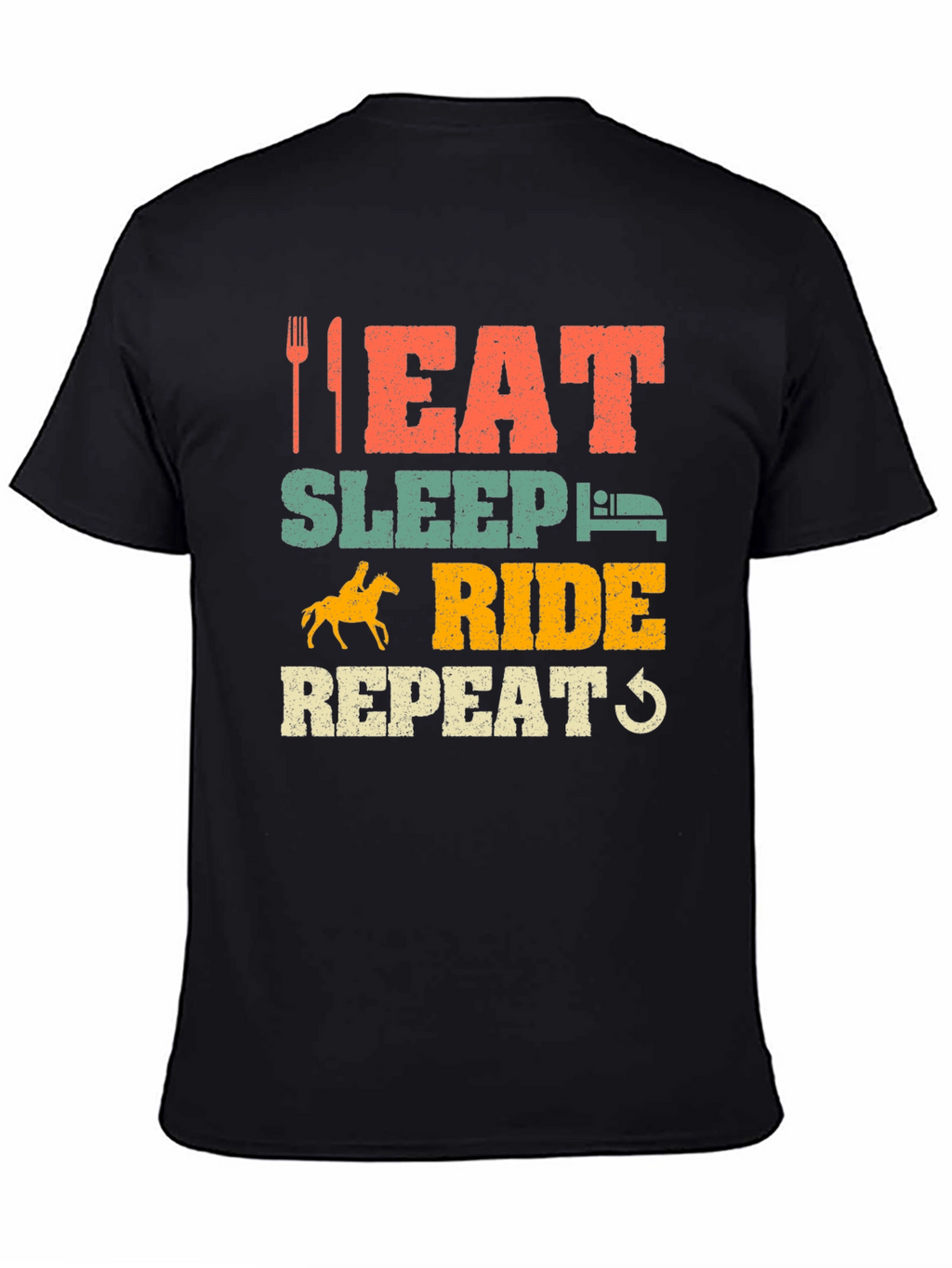 Eat Sleep Ride Repeat Horse Lover Black T-Shirt
