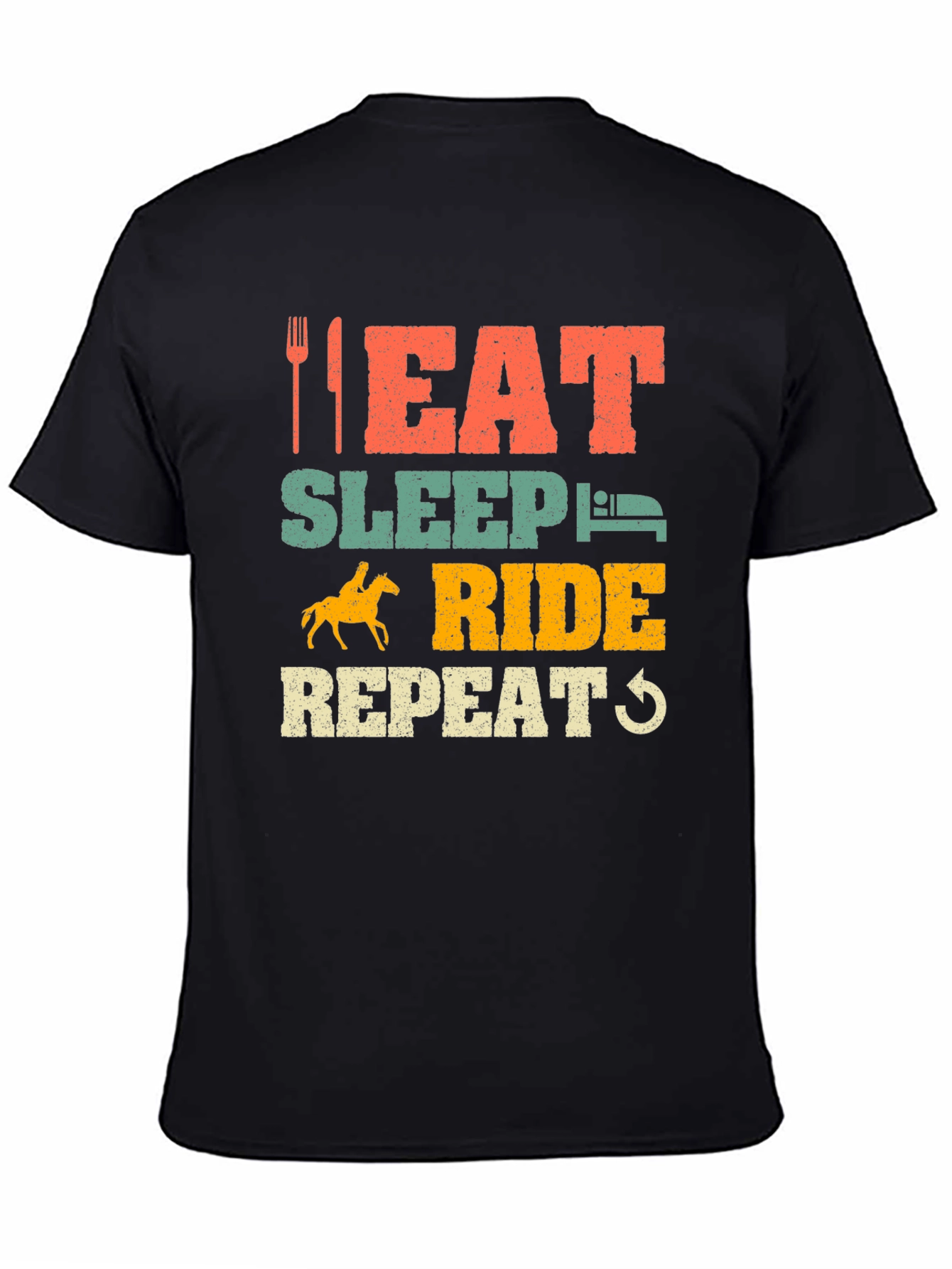 Eat Sleep Ride Repeat Horse Lover Black T-Shirt