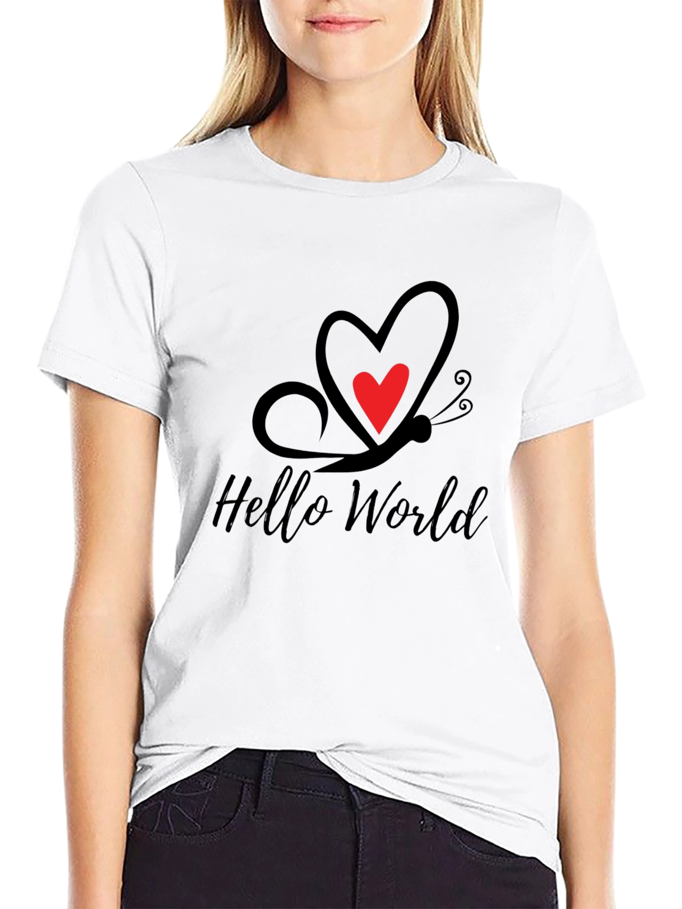 Hello World Butterfly Heart Tee