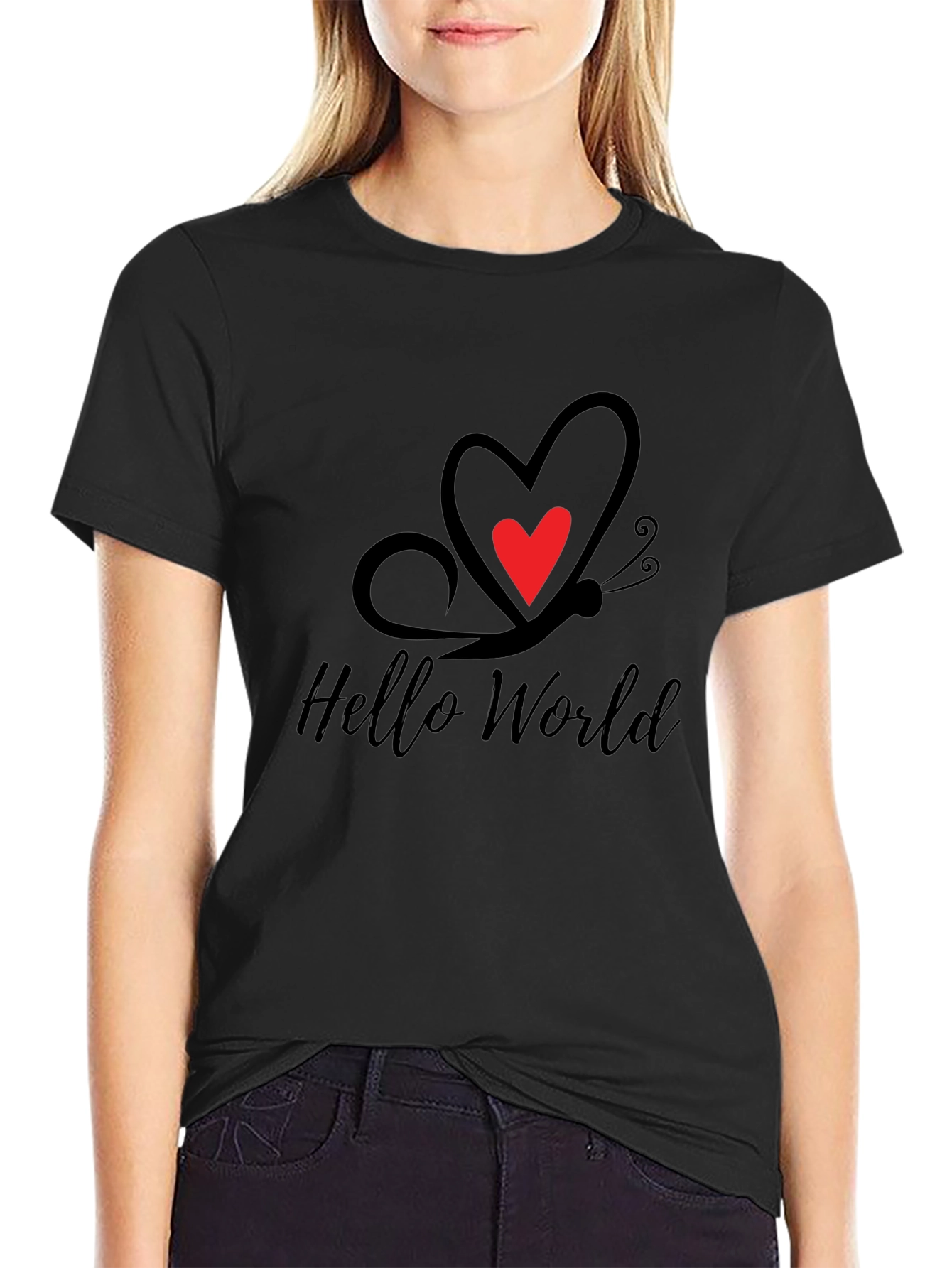 Hello World Butterfly Heart Tee