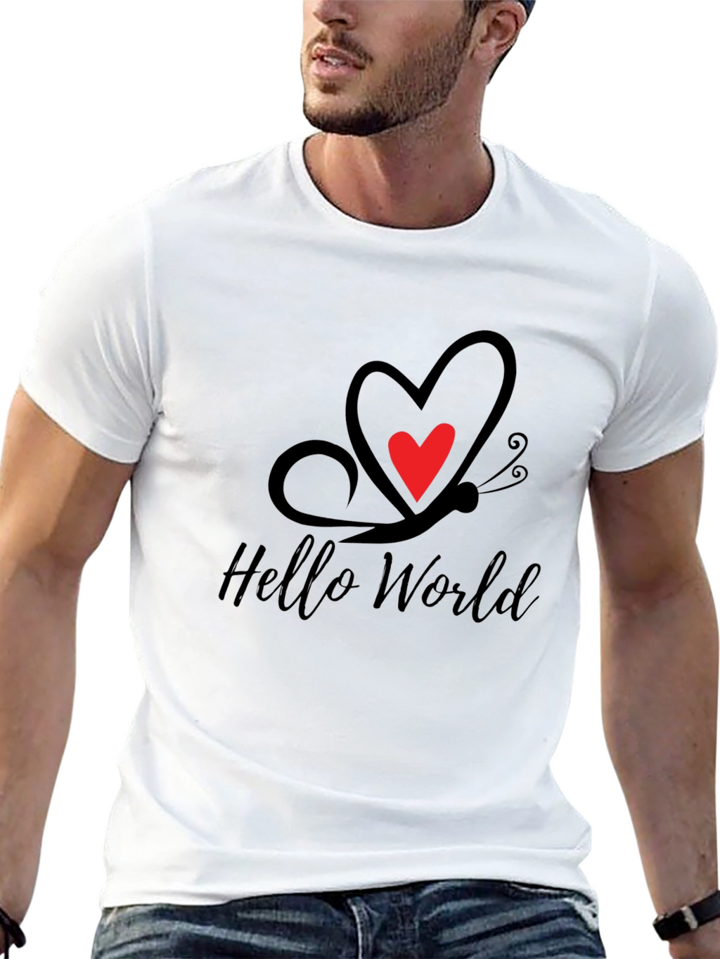 Hello World Butterfly Heart Tee