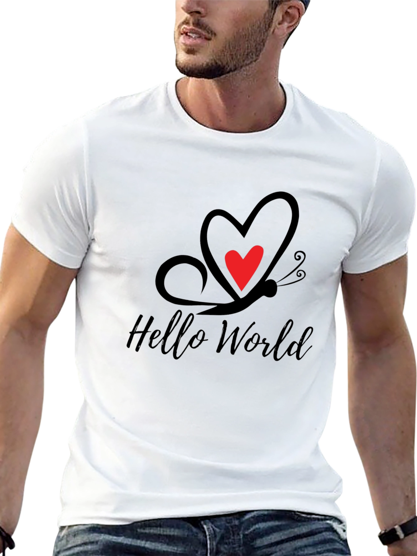 Hello World Butterfly Heart Tee