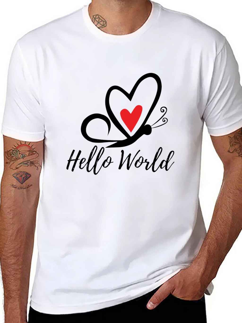 Hello World Butterfly Heart Tee