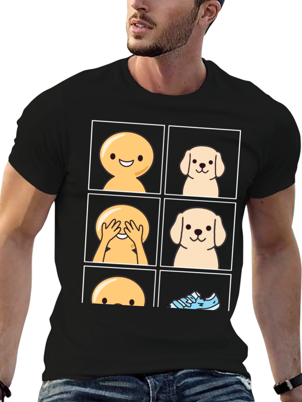 Peek-a-boo Dog Graphic T-Shirt - Funny Pet Lover Tee
