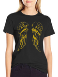 Angel Wings Graphic Tee - Black Cotton T-Shirt