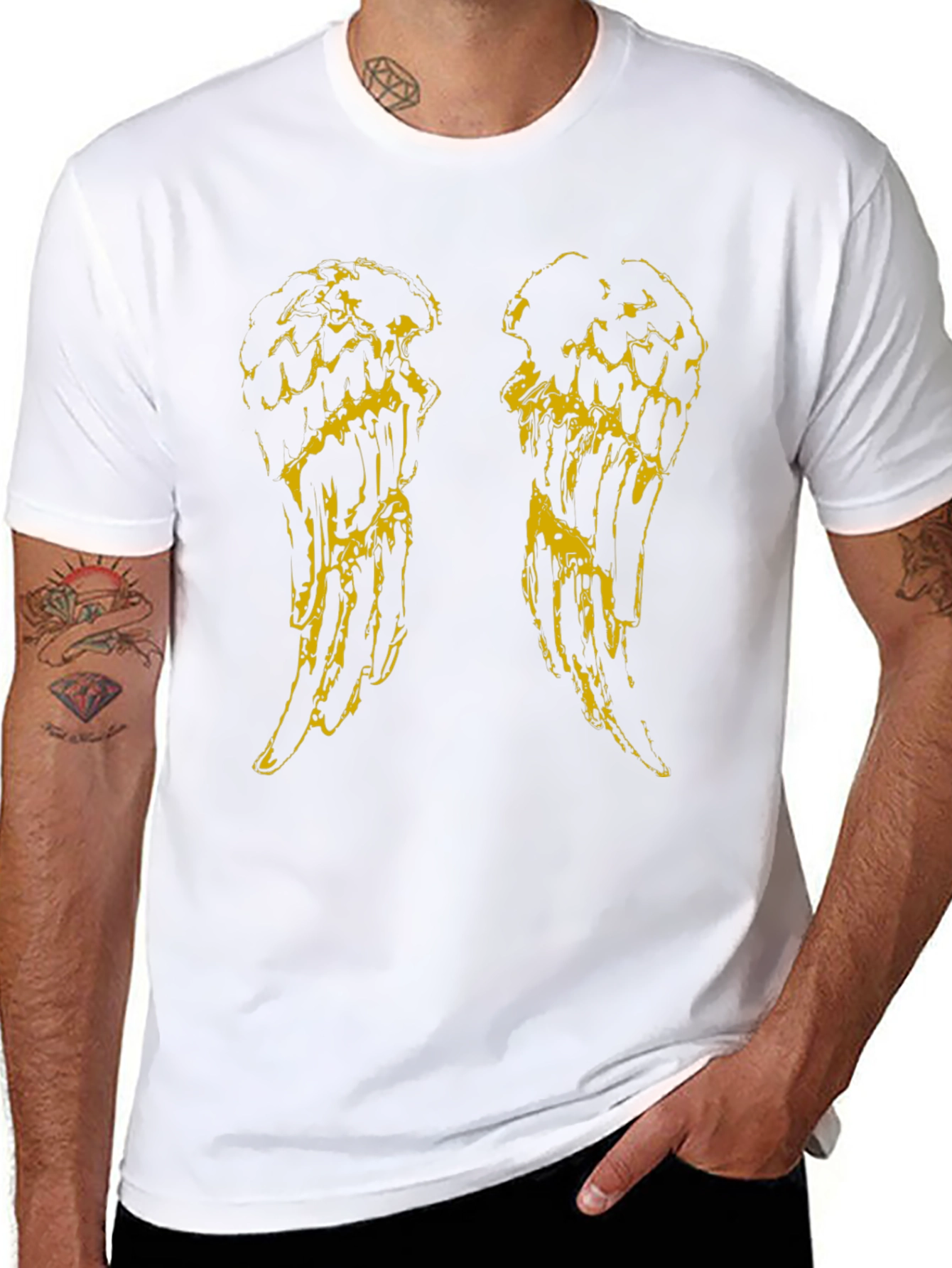 Angel Wings Graphic Tee - Black Cotton T-Shirt