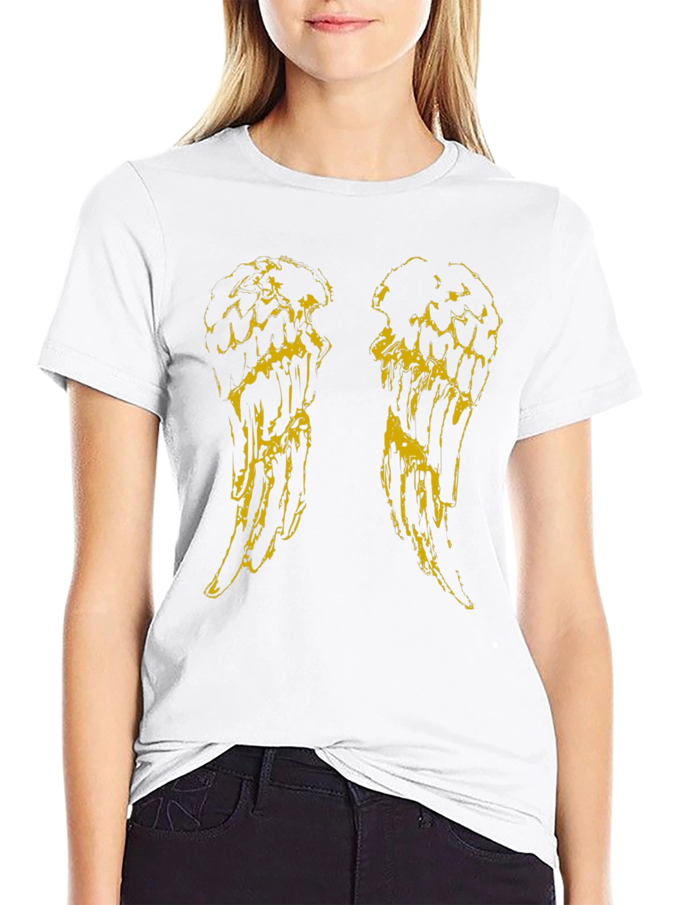 Angel Wings Graphic Tee - Black Cotton T-Shirt