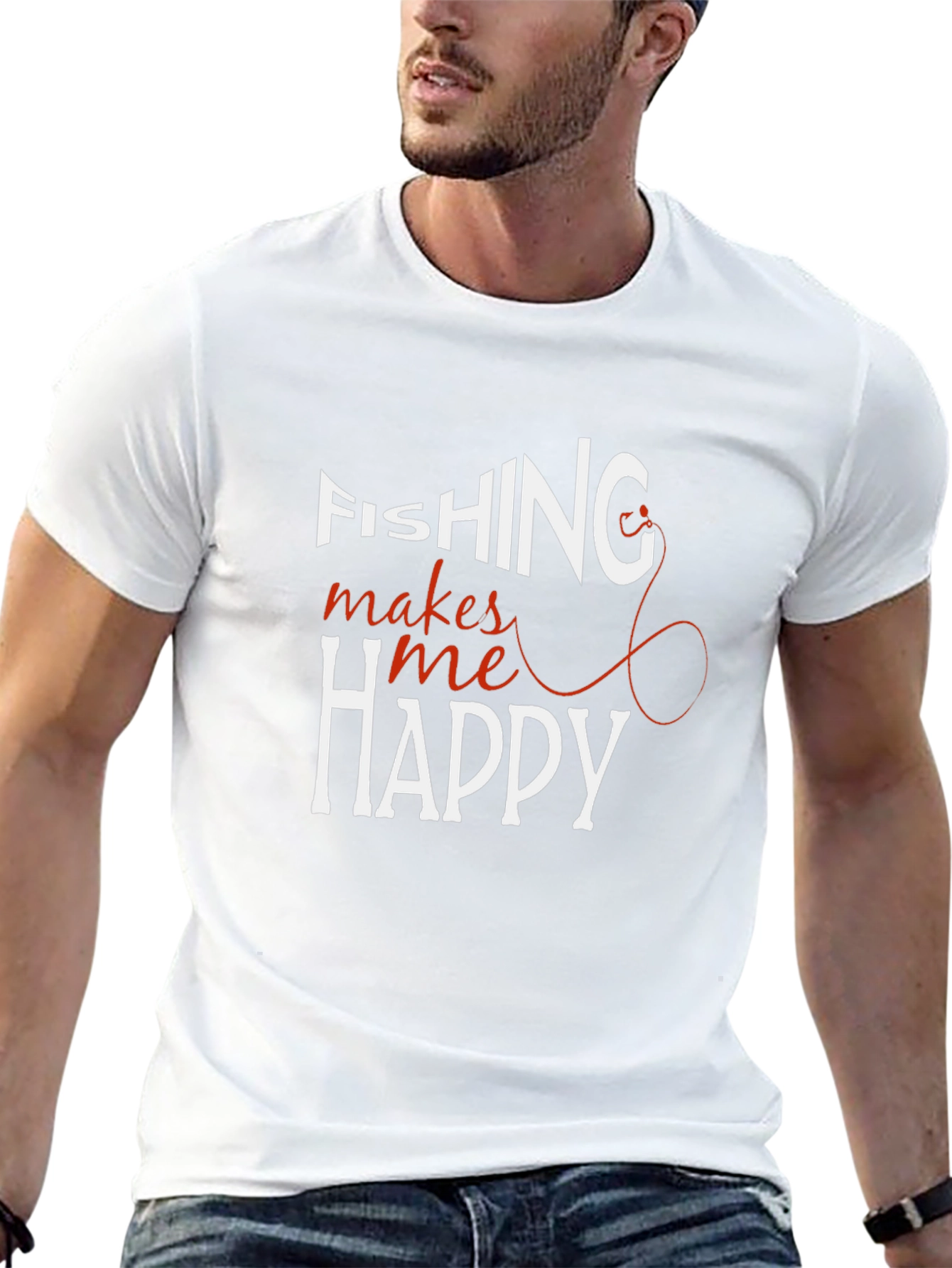 Fishing Makes Me Happy T-Shirt - Black