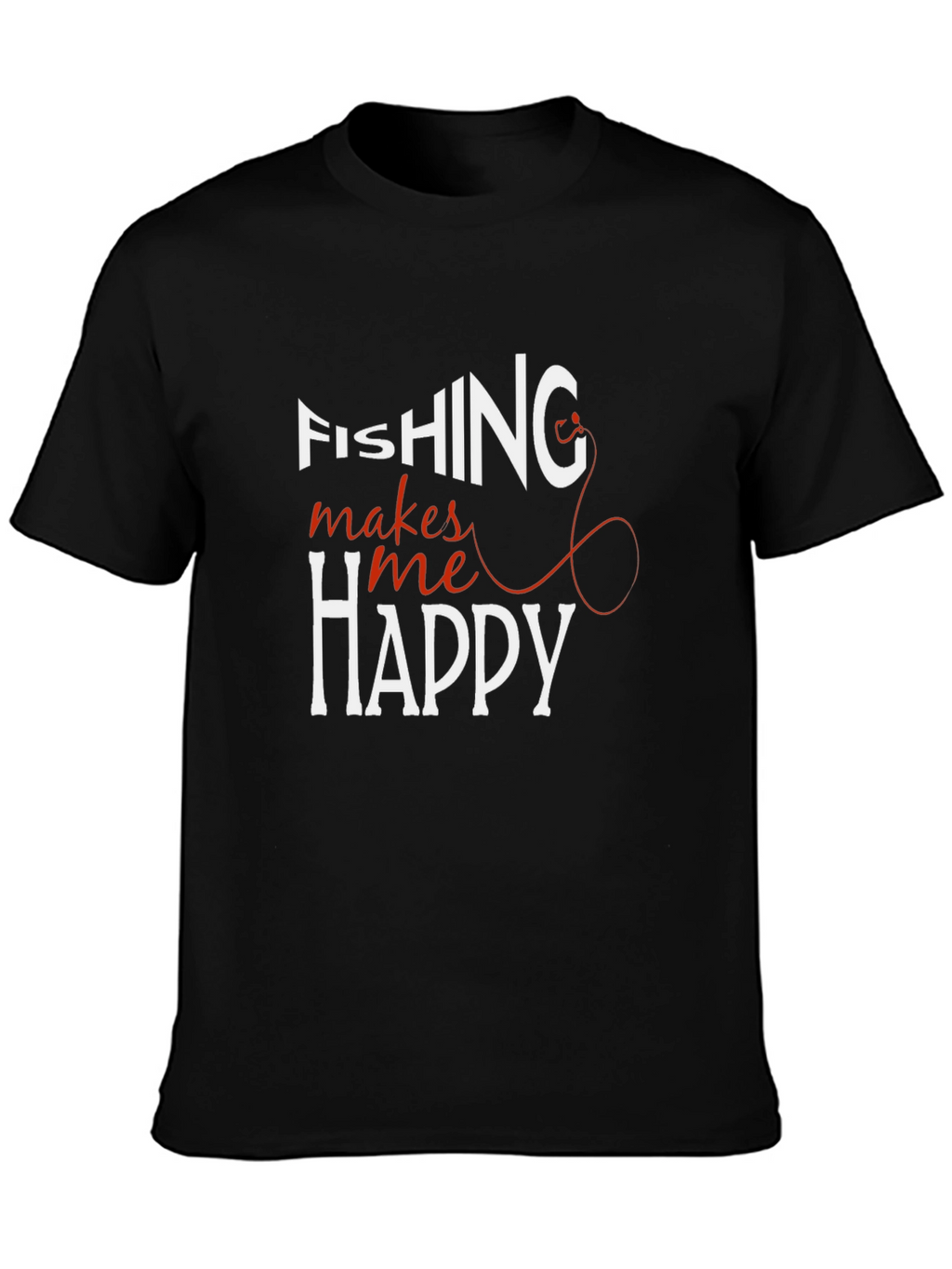 Fishing Makes Me Happy T-Shirt - Black
