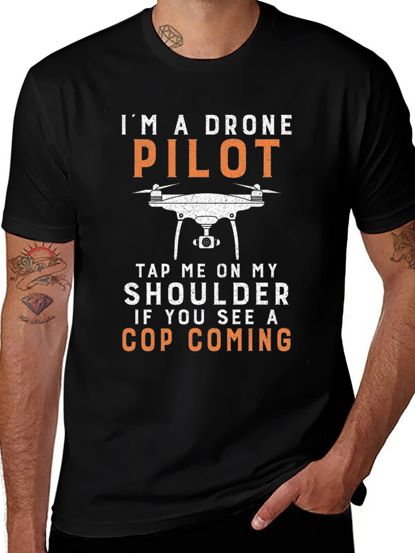 Drone Pilot T-Shirt - Funny Cop Warning Tee
