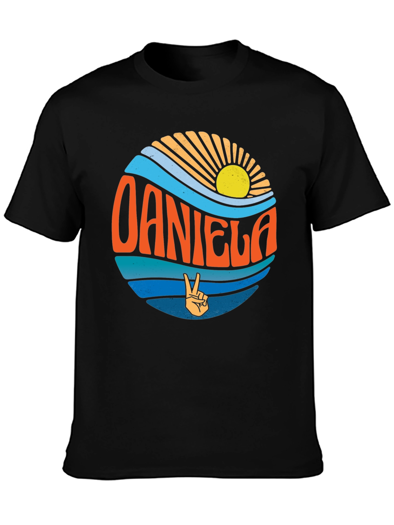 Retro Sunset Personalized Name T-Shirt