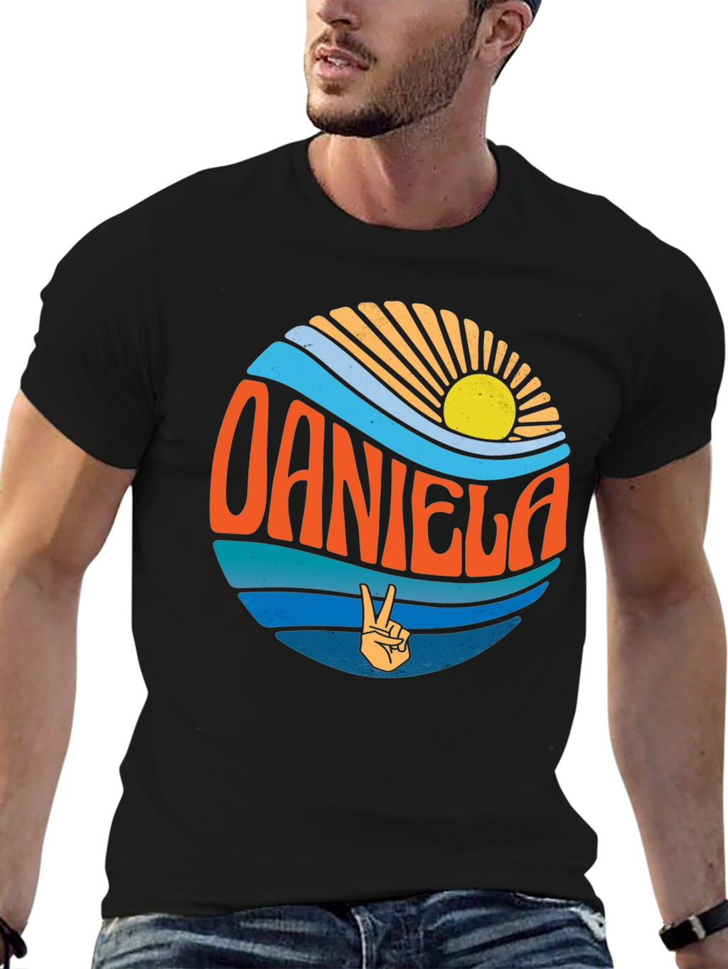 Retro Sunset Personalized Name T-Shirt